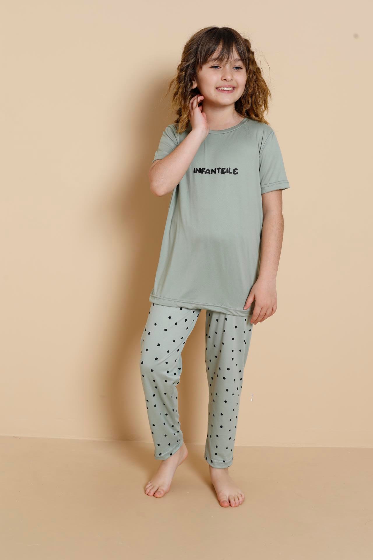 Çocuk Milan Kısa Kol Mint Yeşili Pijama Takım