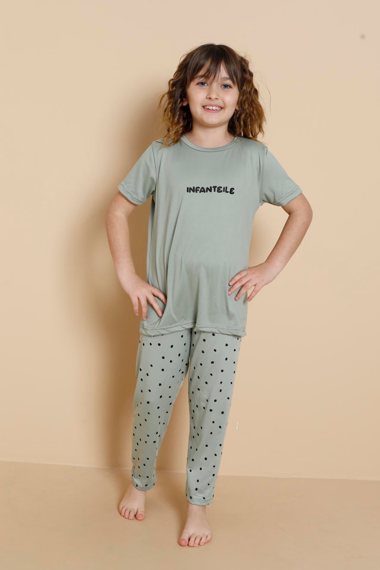 Çocuk Milan Kısa Kol Mint Yeşili Pijama Takım
