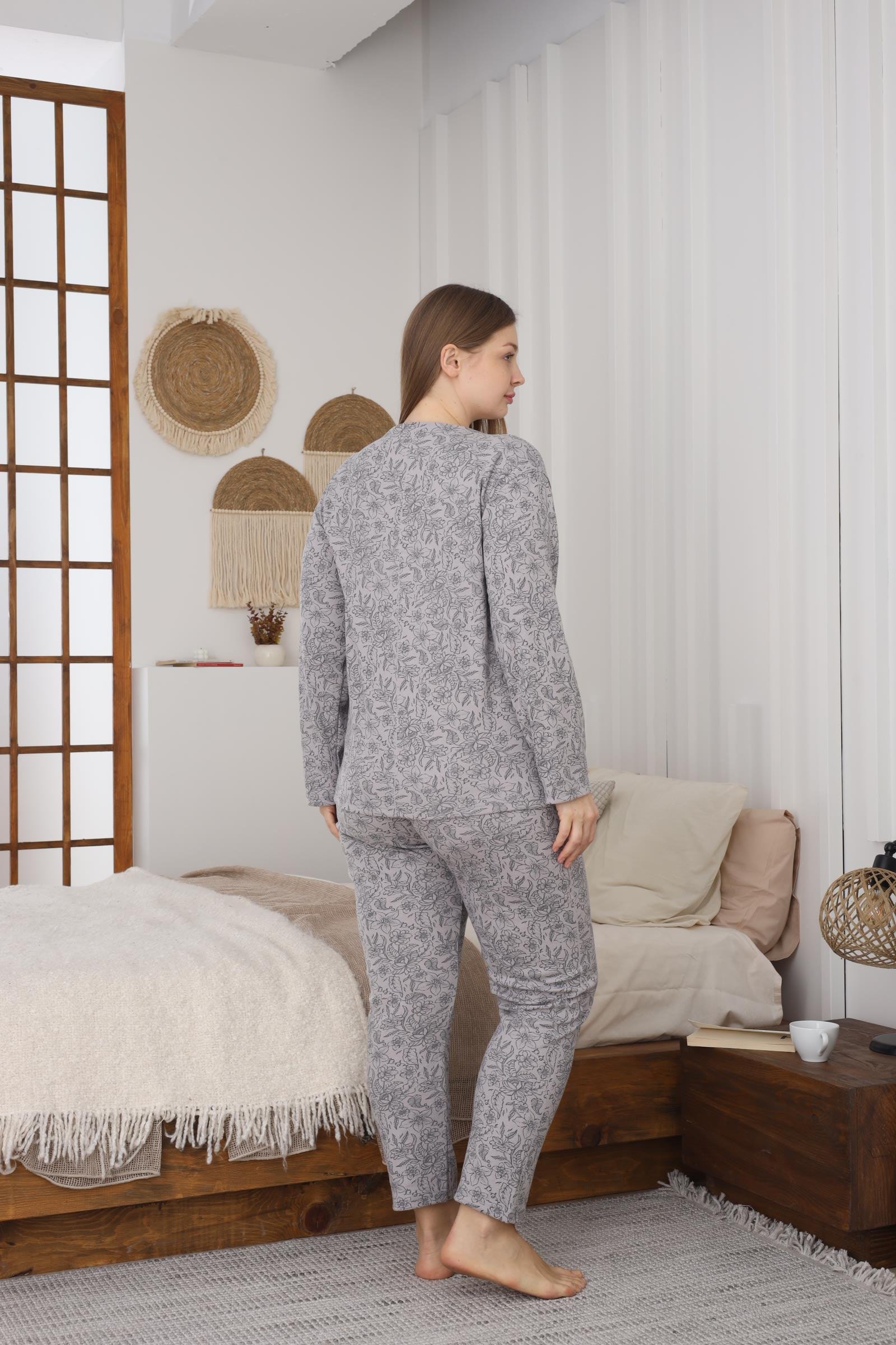 DÜĞMELİ BATTAL ANNE  PIJAMA TAKIMI