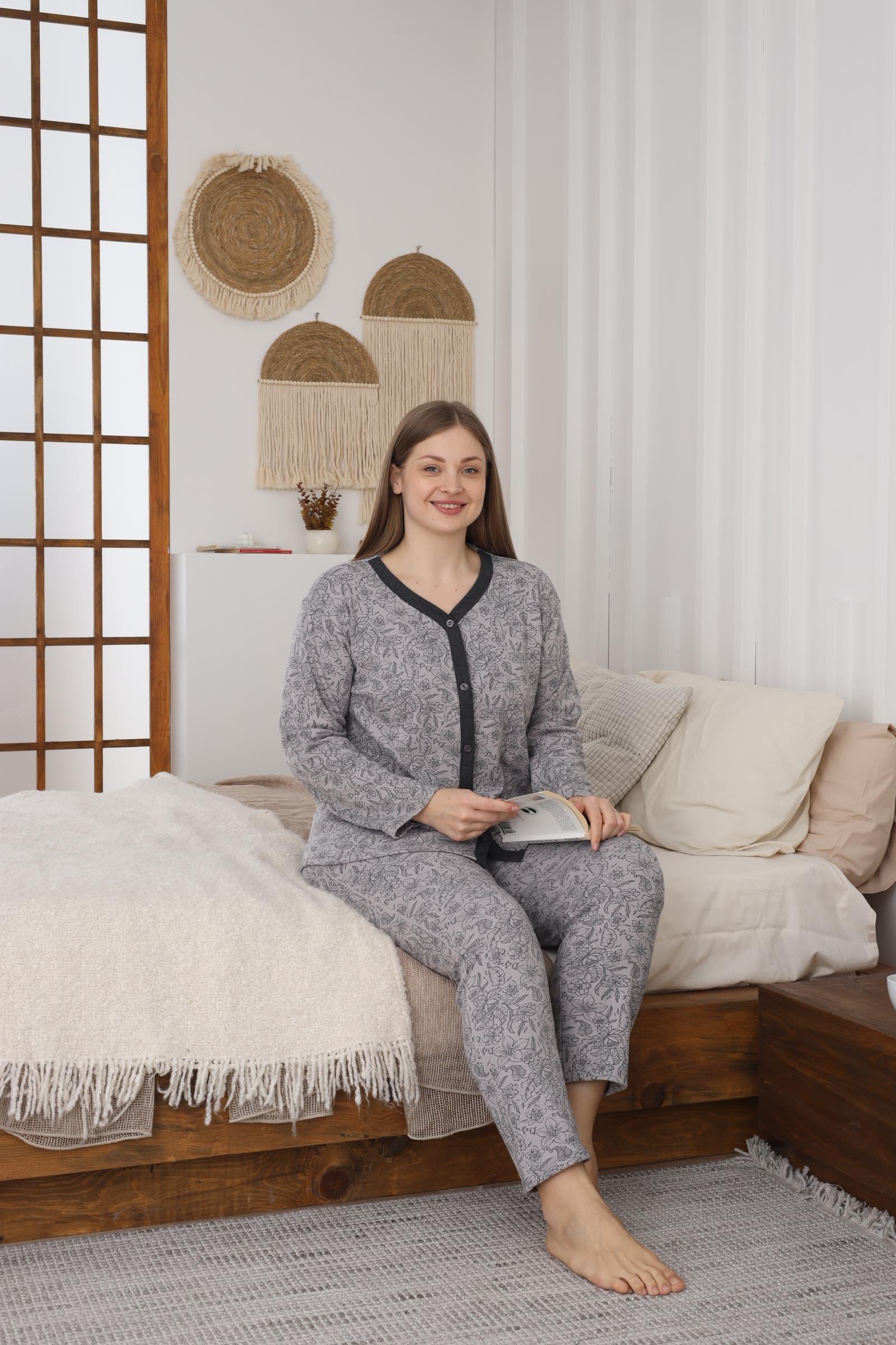 DÜĞMELİ BATTAL ANNE  PIJAMA TAKIMI