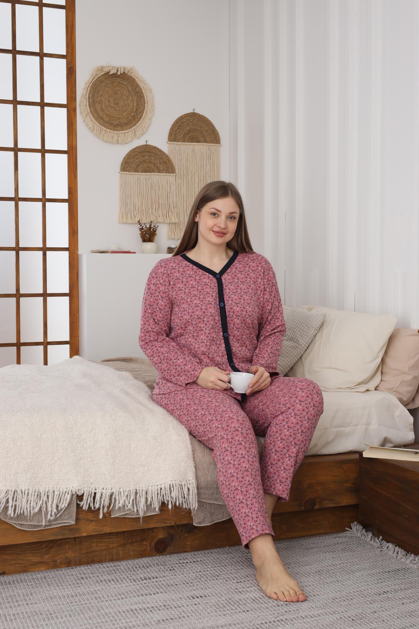 DÜĞMELİ BATTAL ANNE  PIJAMA TAKIMI