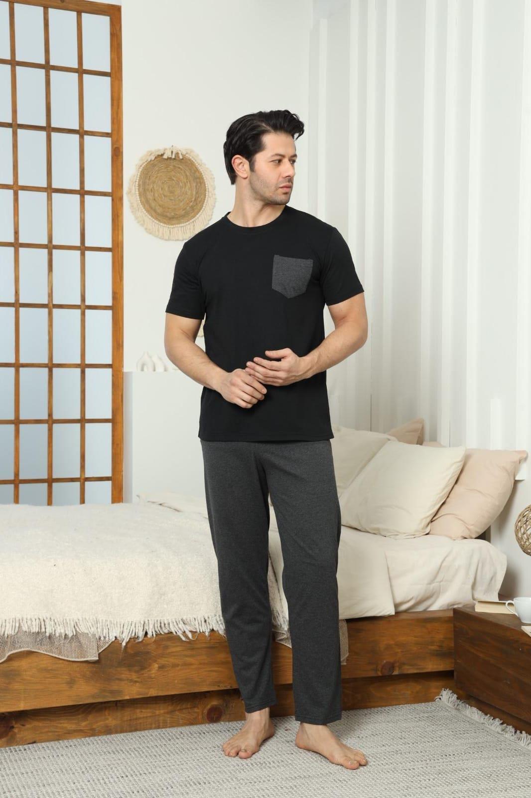 Erkek Süprem Cepli Kısa Kol Pijama Takımı