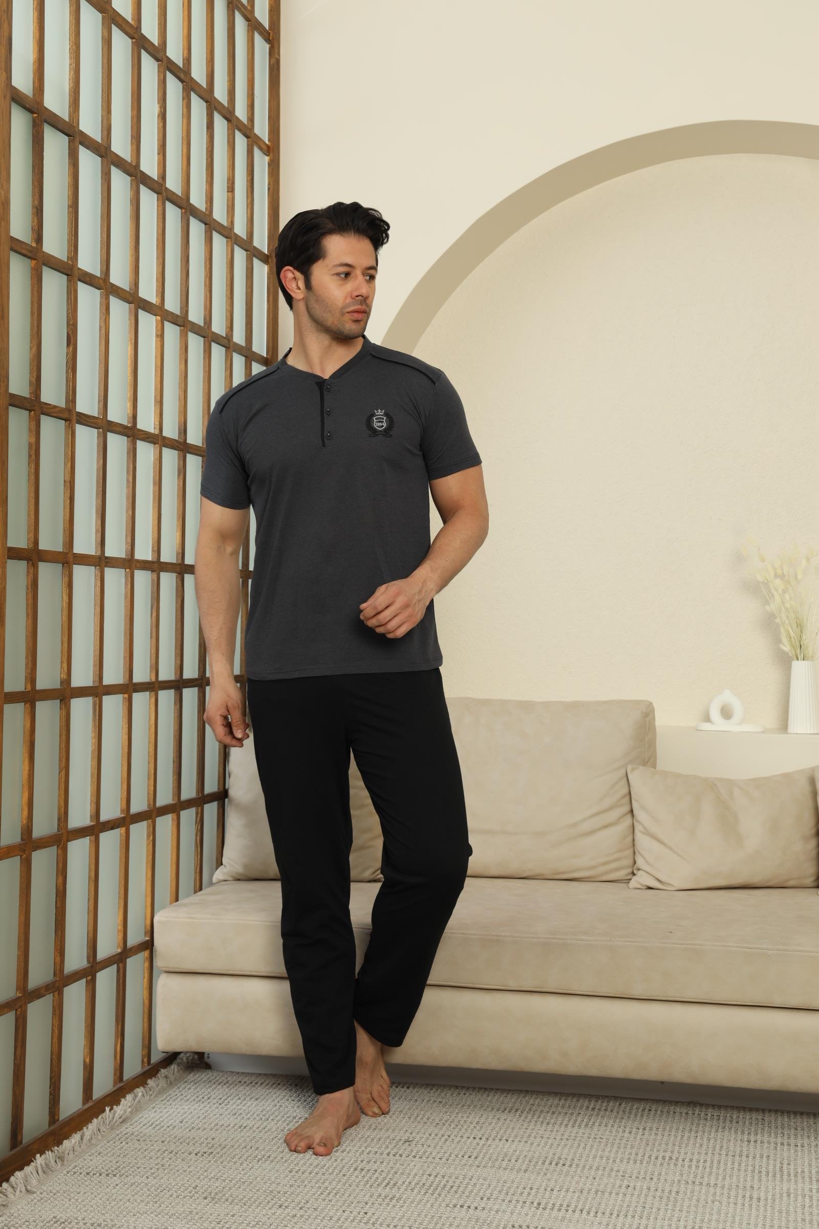 Erkek Süprem Kısa Kol Pijama Takımı