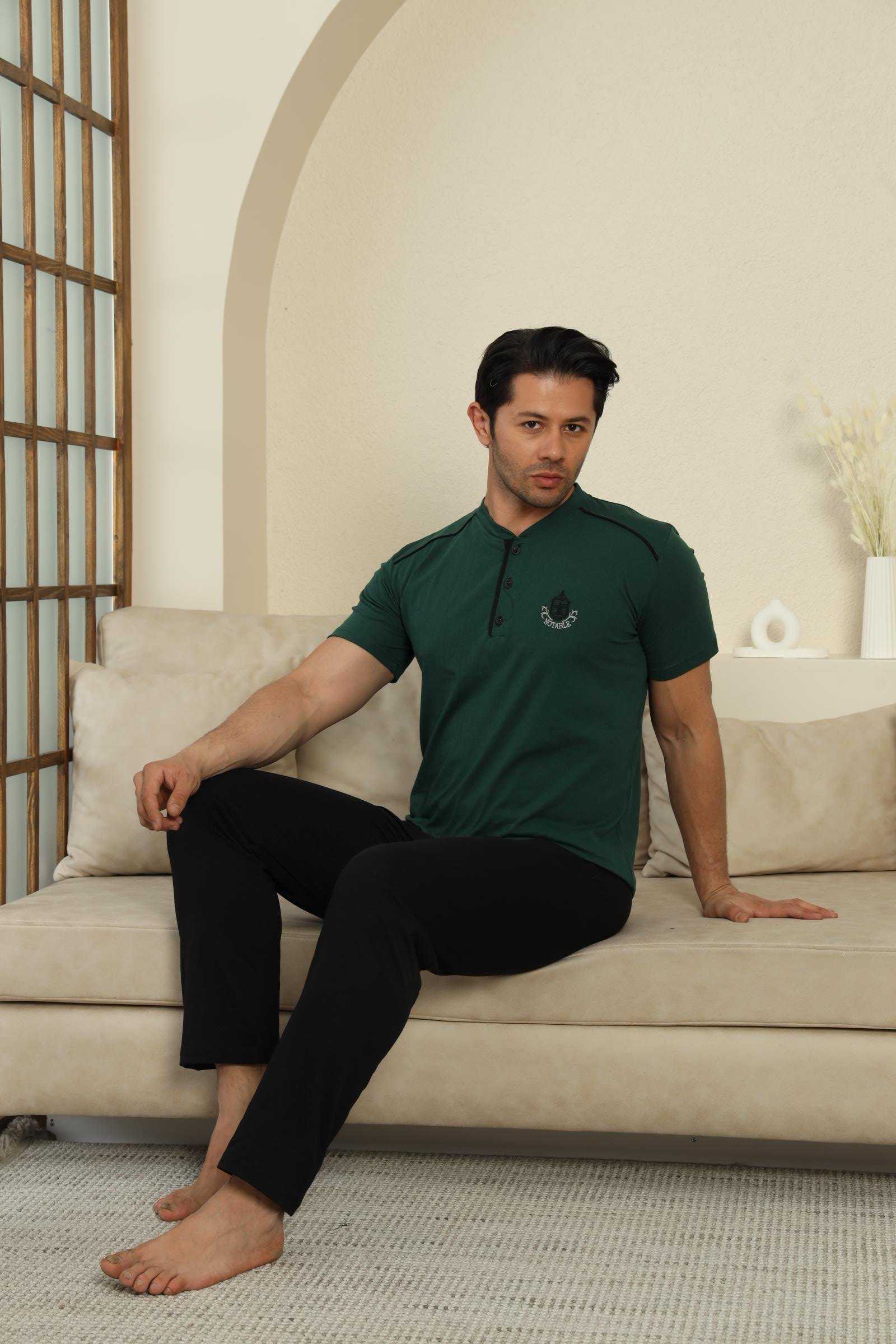 Erkek Süprem Kısa Kol Pijama Takımı