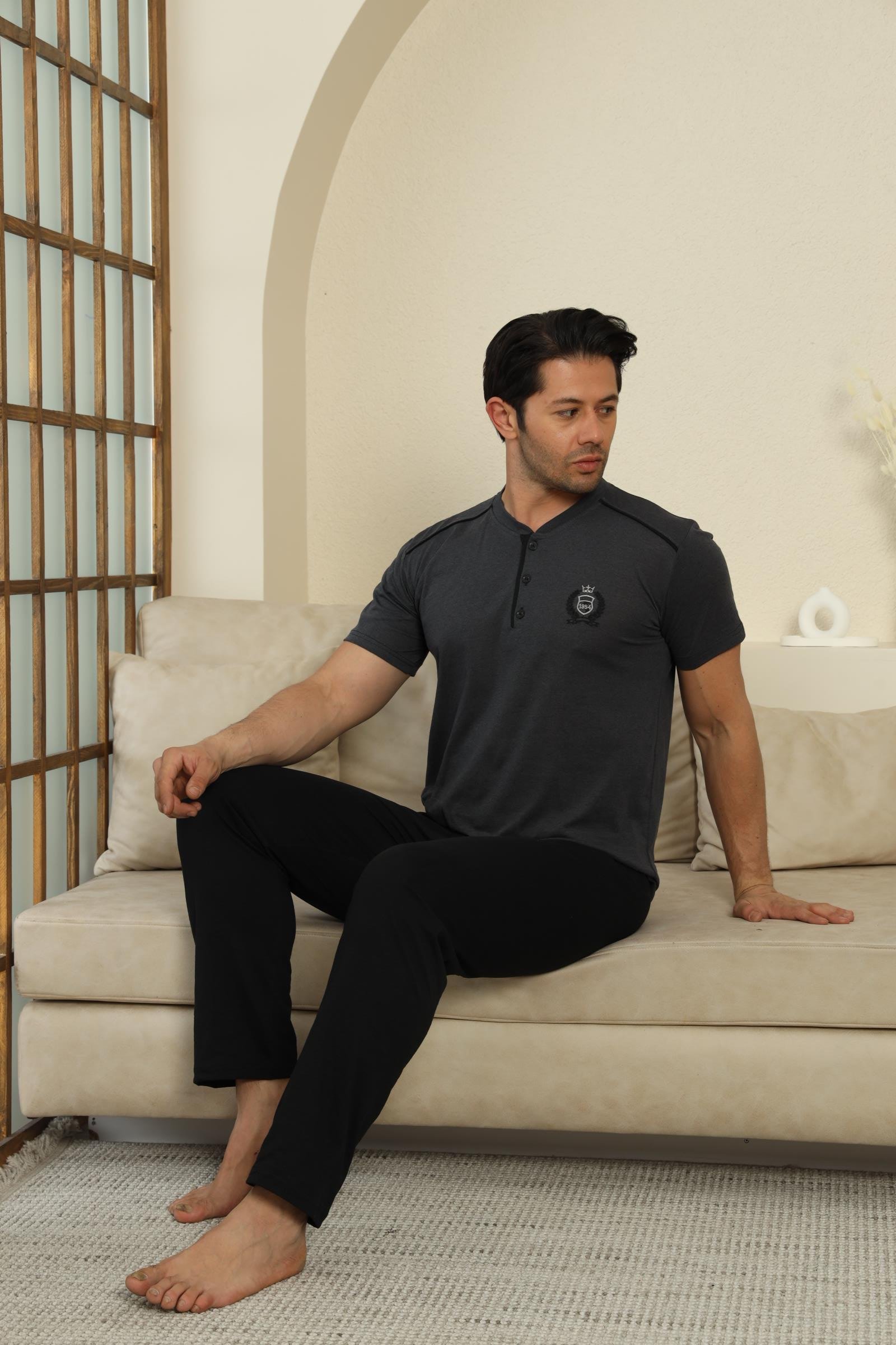 Erkek Süprem Kısa Kol Pijama Takımı