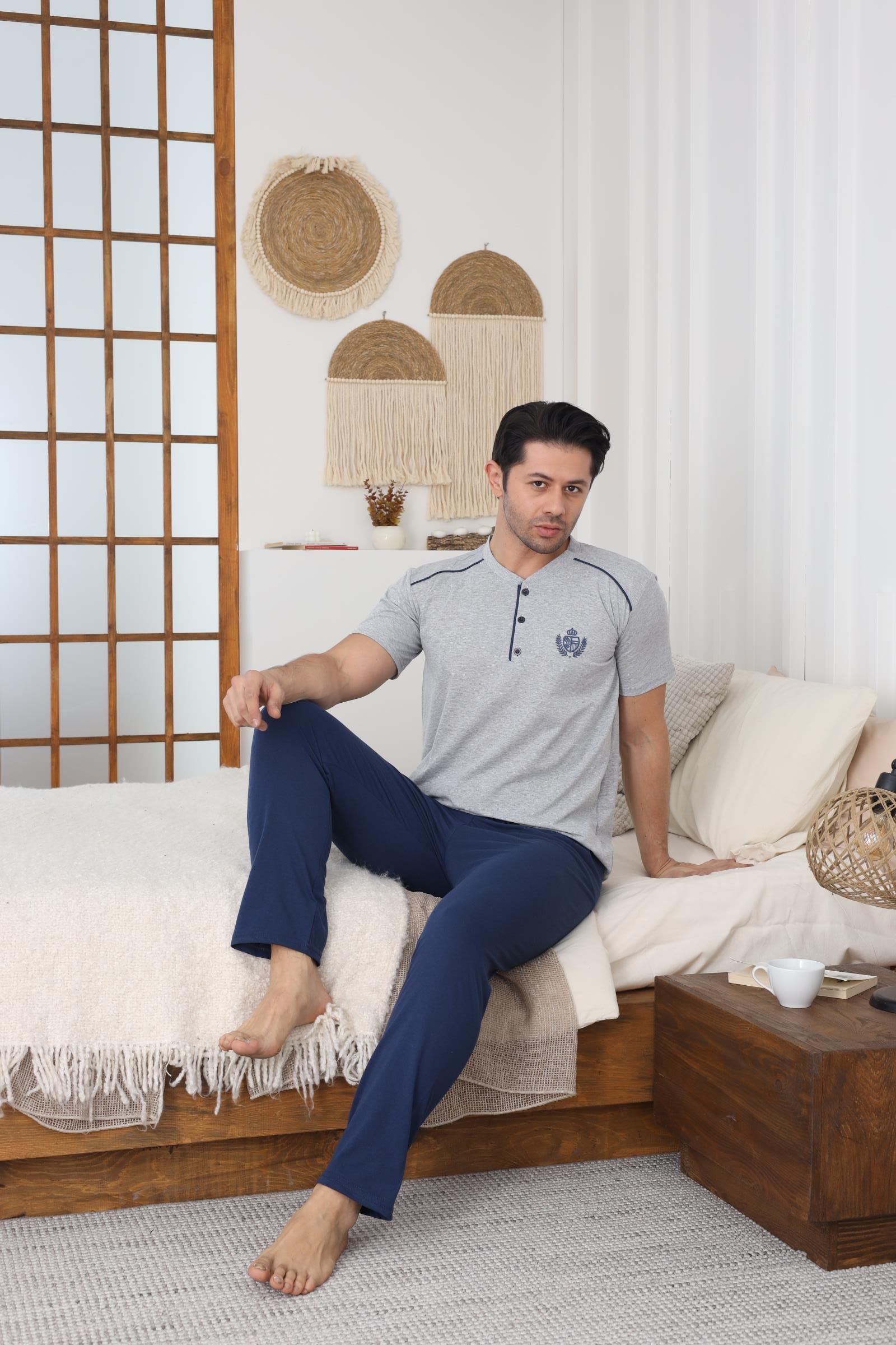 Erkek Süprem Kısa Kol Pijama Takımı