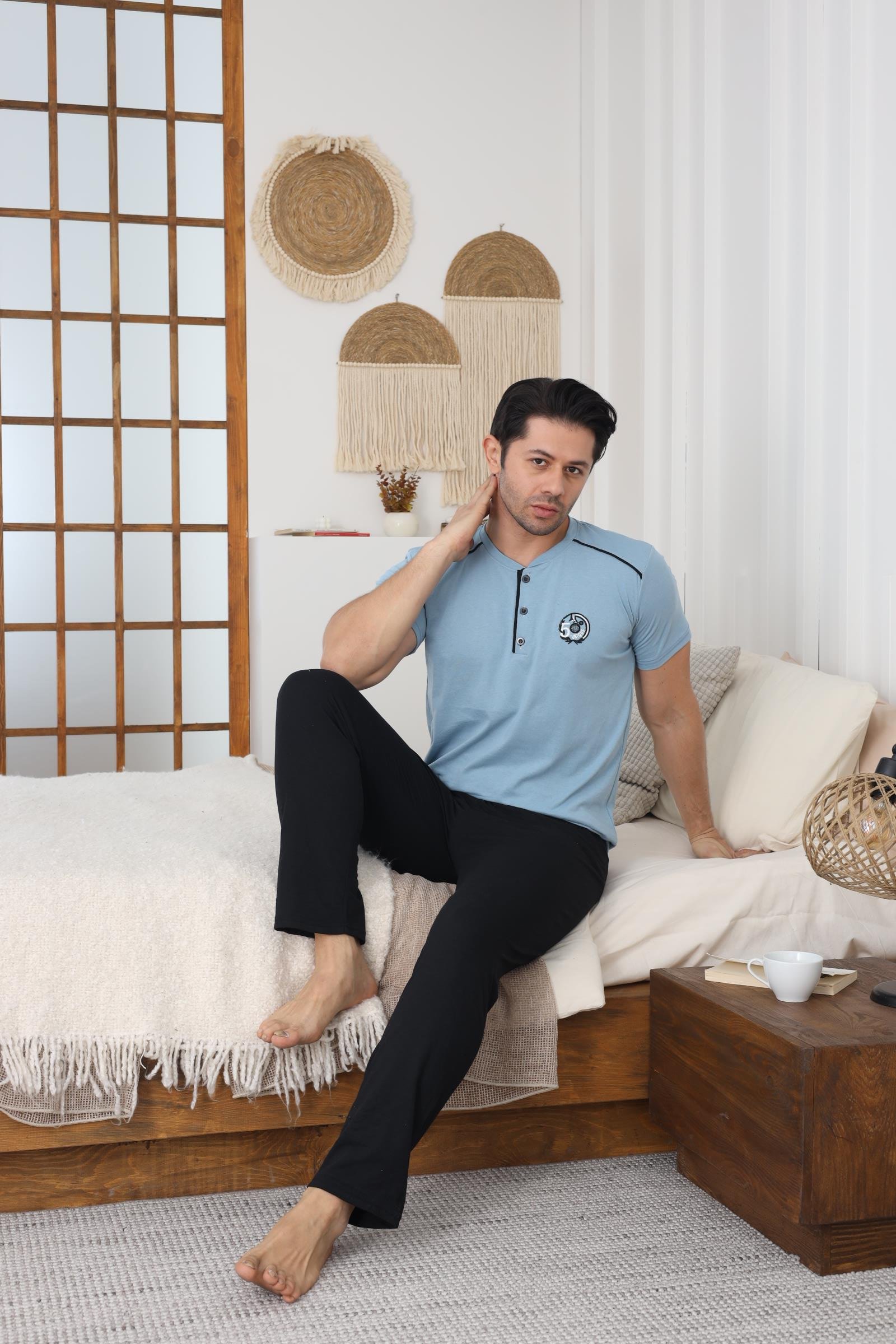 ERKEK SÜPREM PENYE KISA KOL PIJAMA TAKIMI