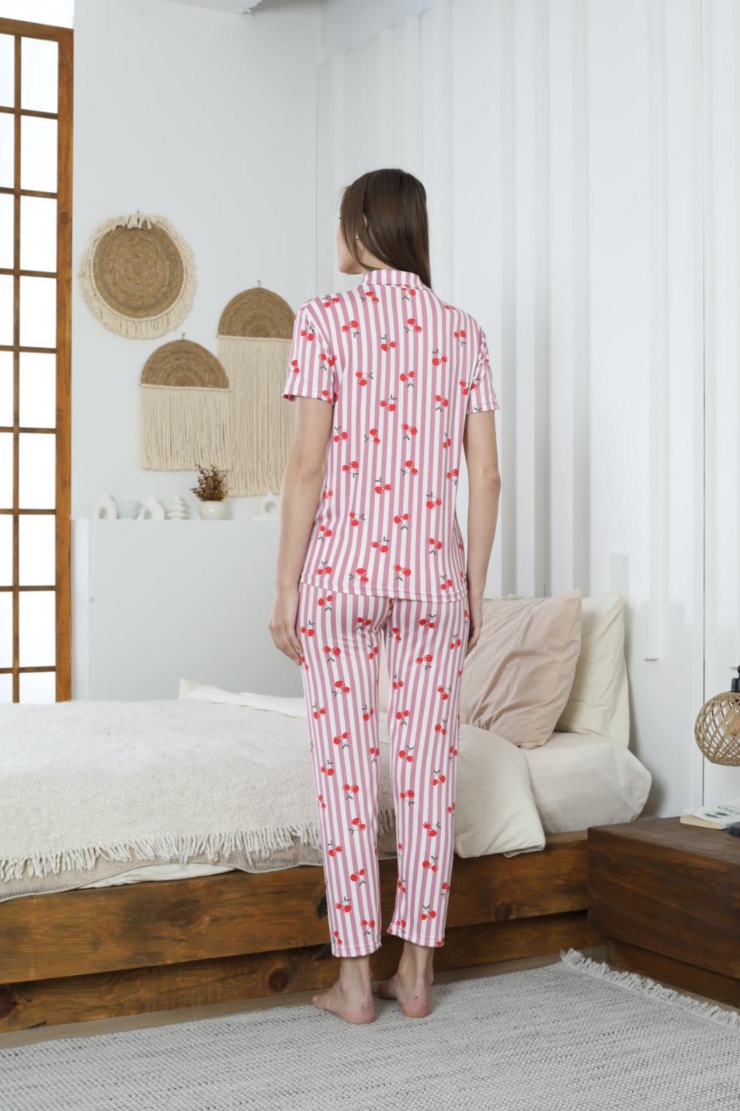Kadın Düğmeli Milan Kısa Kol Pijama Takımı