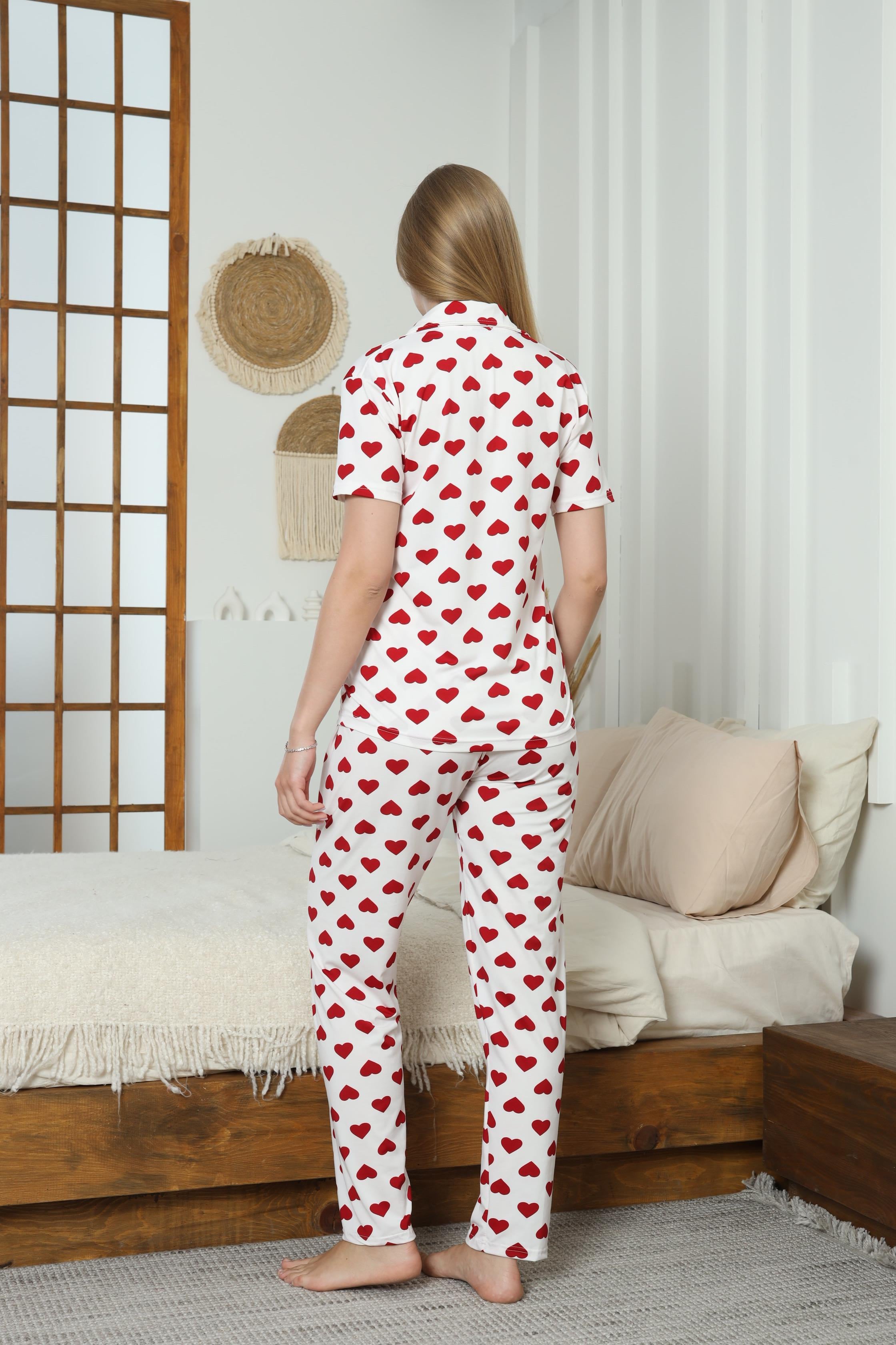 Kadın Düğmeli Milan Kısa Kol Pijama Takımı
