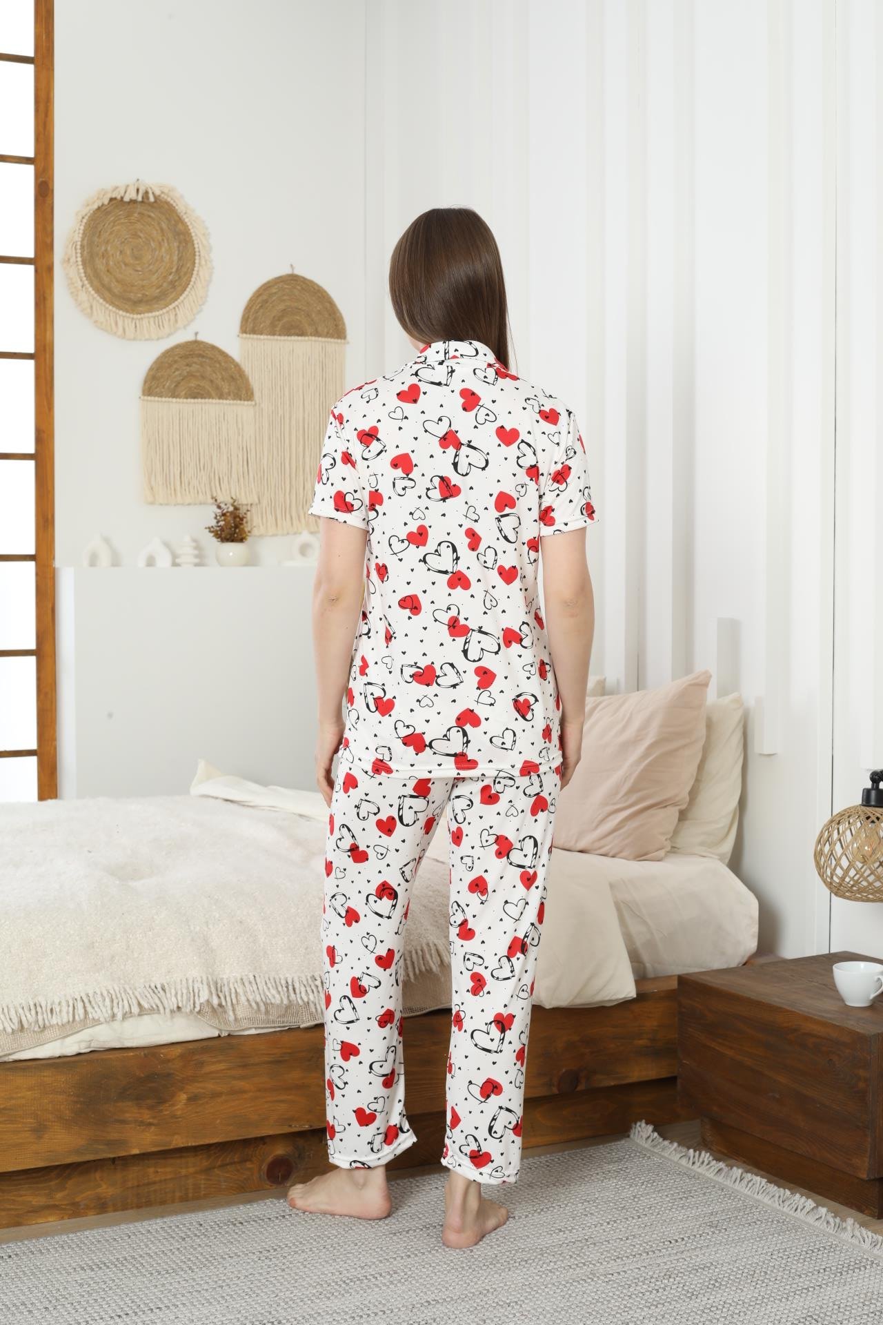 Kadın Düğmeli Milan Kısa Kol Pijama Takımı