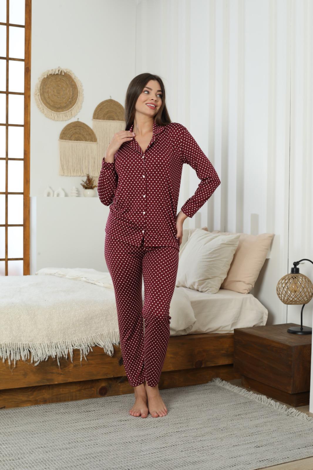 Kadın Milan Düğmeli Uzun Kol Pijama Takımı