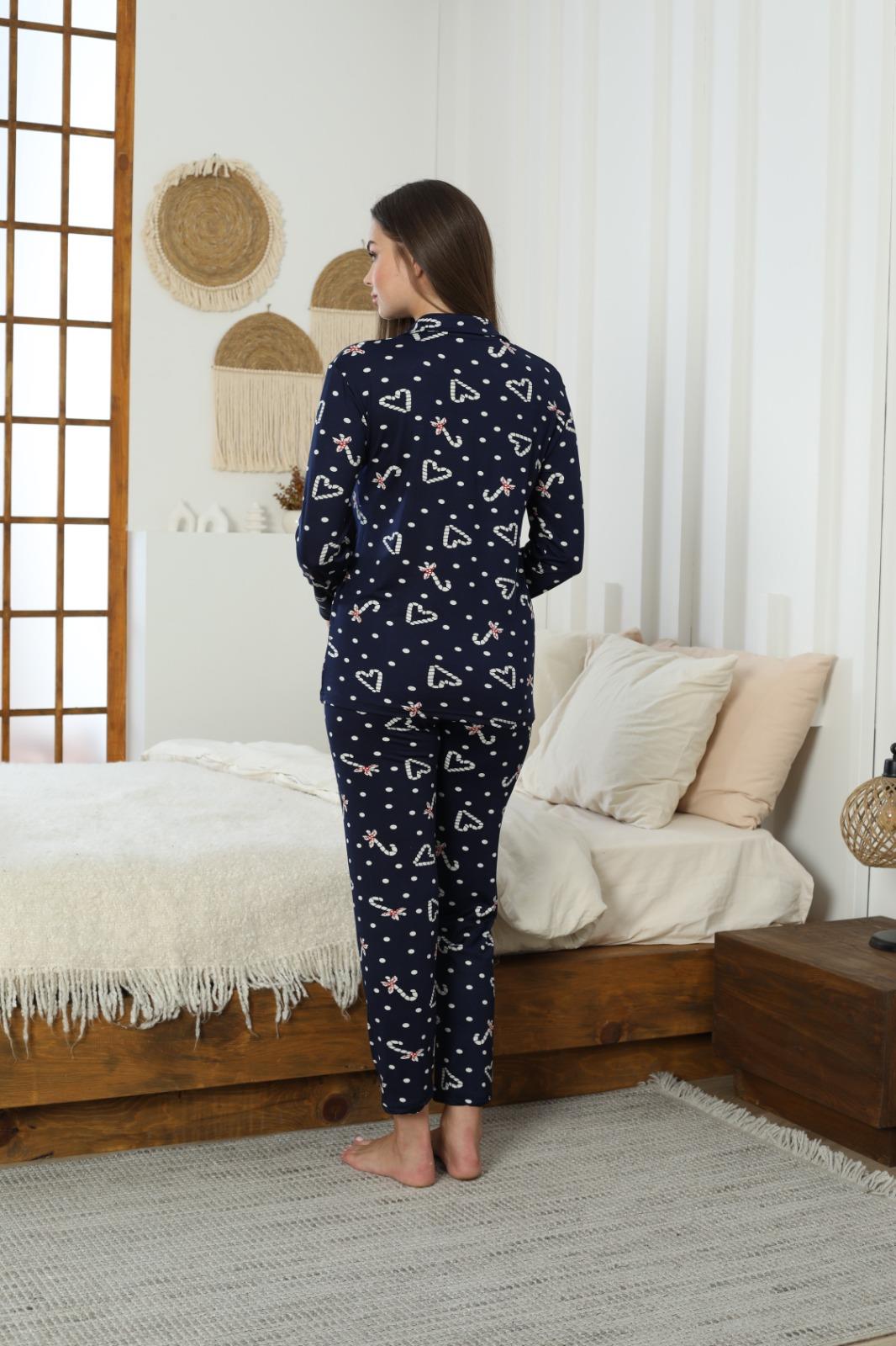 Kadın Milan Düğmeli Uzun Kol Pijama Takımı