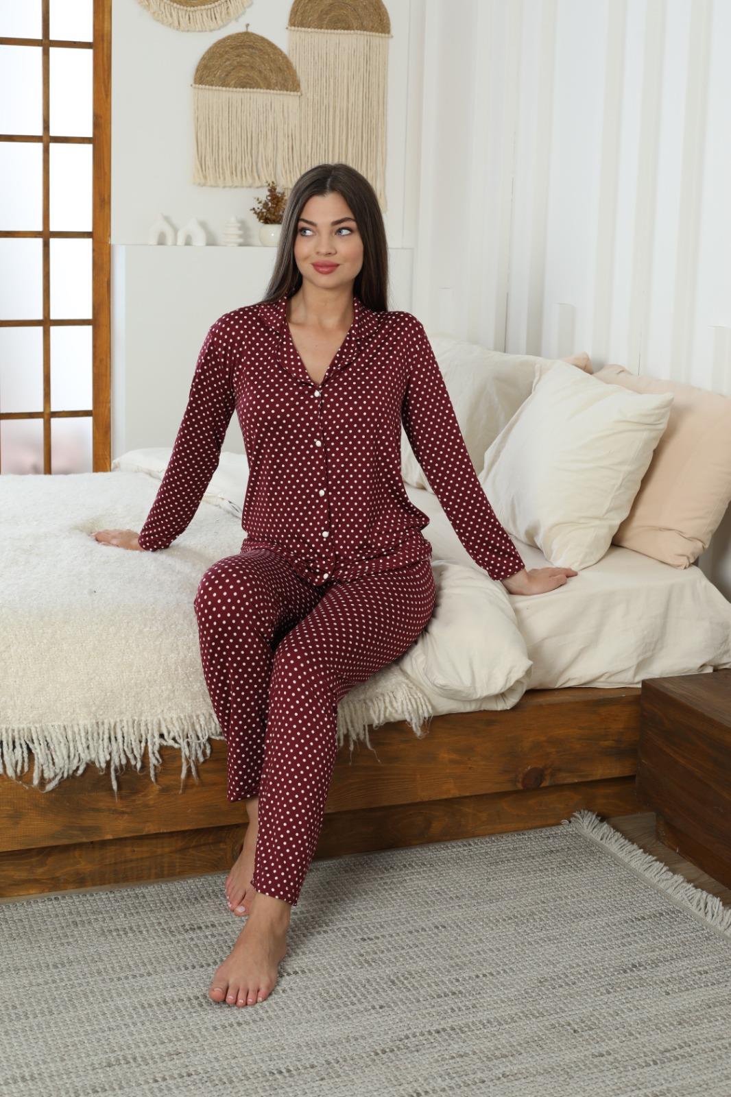 Kadın Milan Düğmeli Uzun Kol Pijama Takımı
