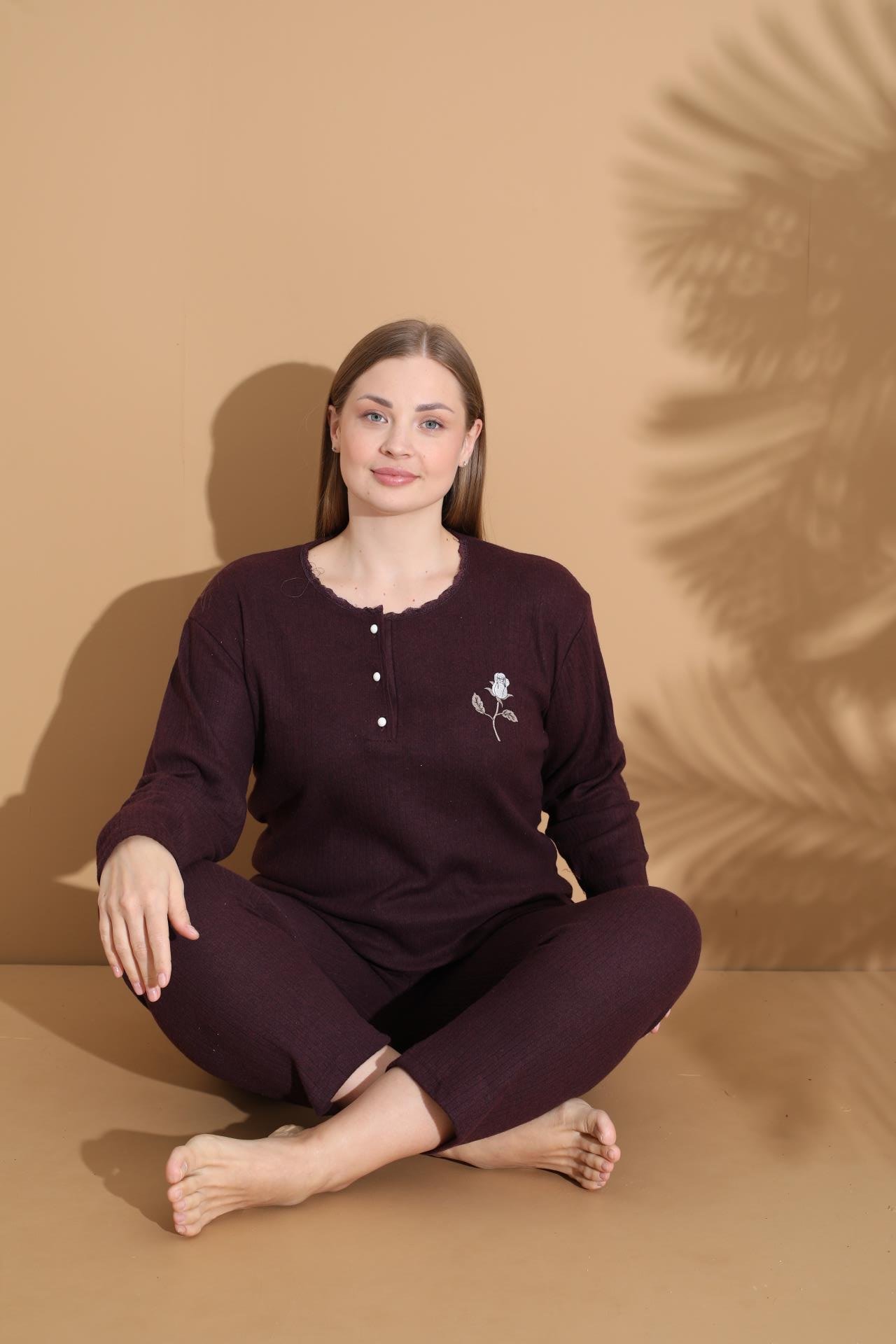 KIŞLIK GENİŞ KALIP ANNE UZUN KOLLU PİJAMA TAKIMI