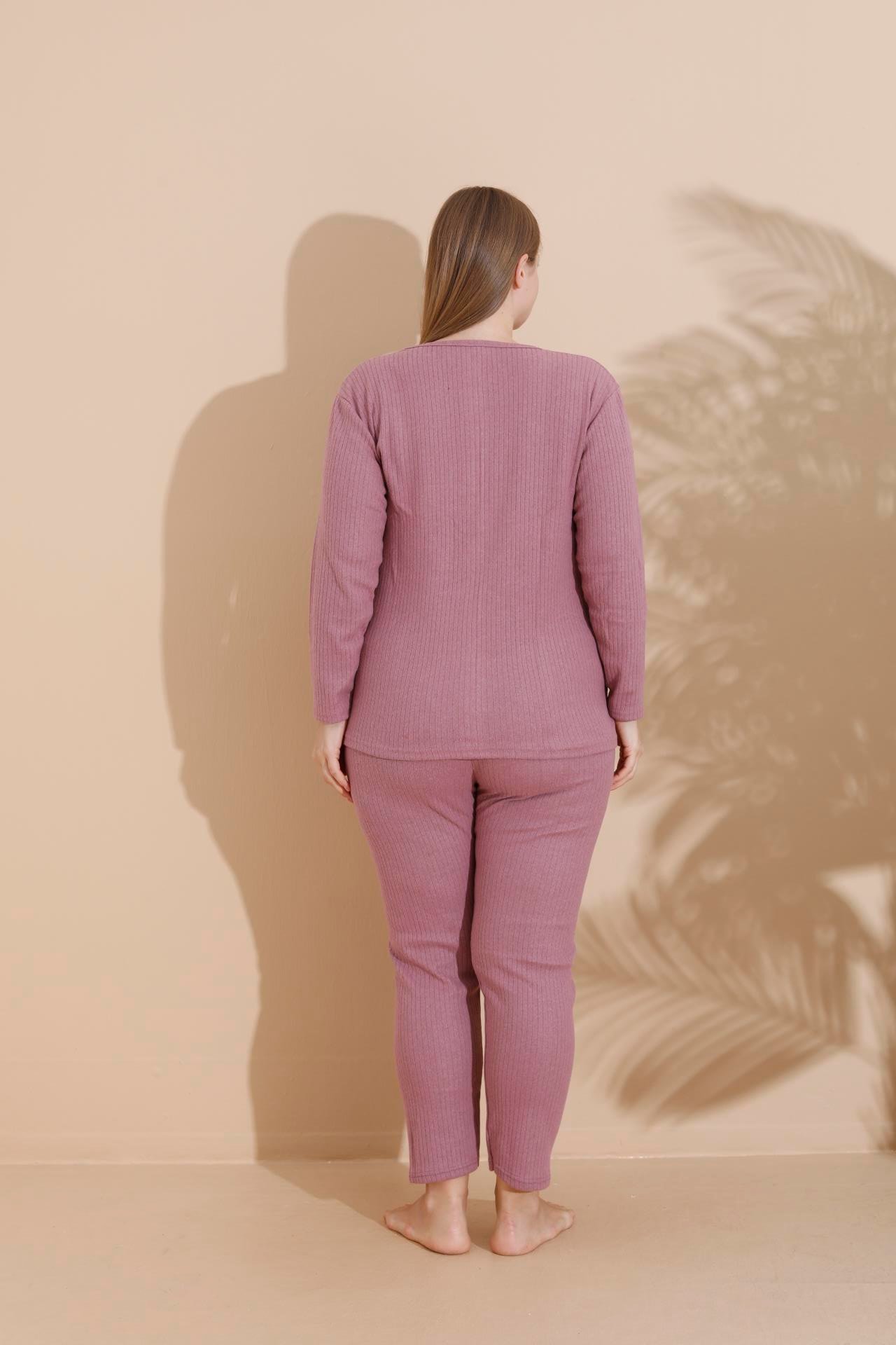 KIŞLIK GENİŞ KALIP ANNE UZUN KOLLU PIJAMA TAKIMI