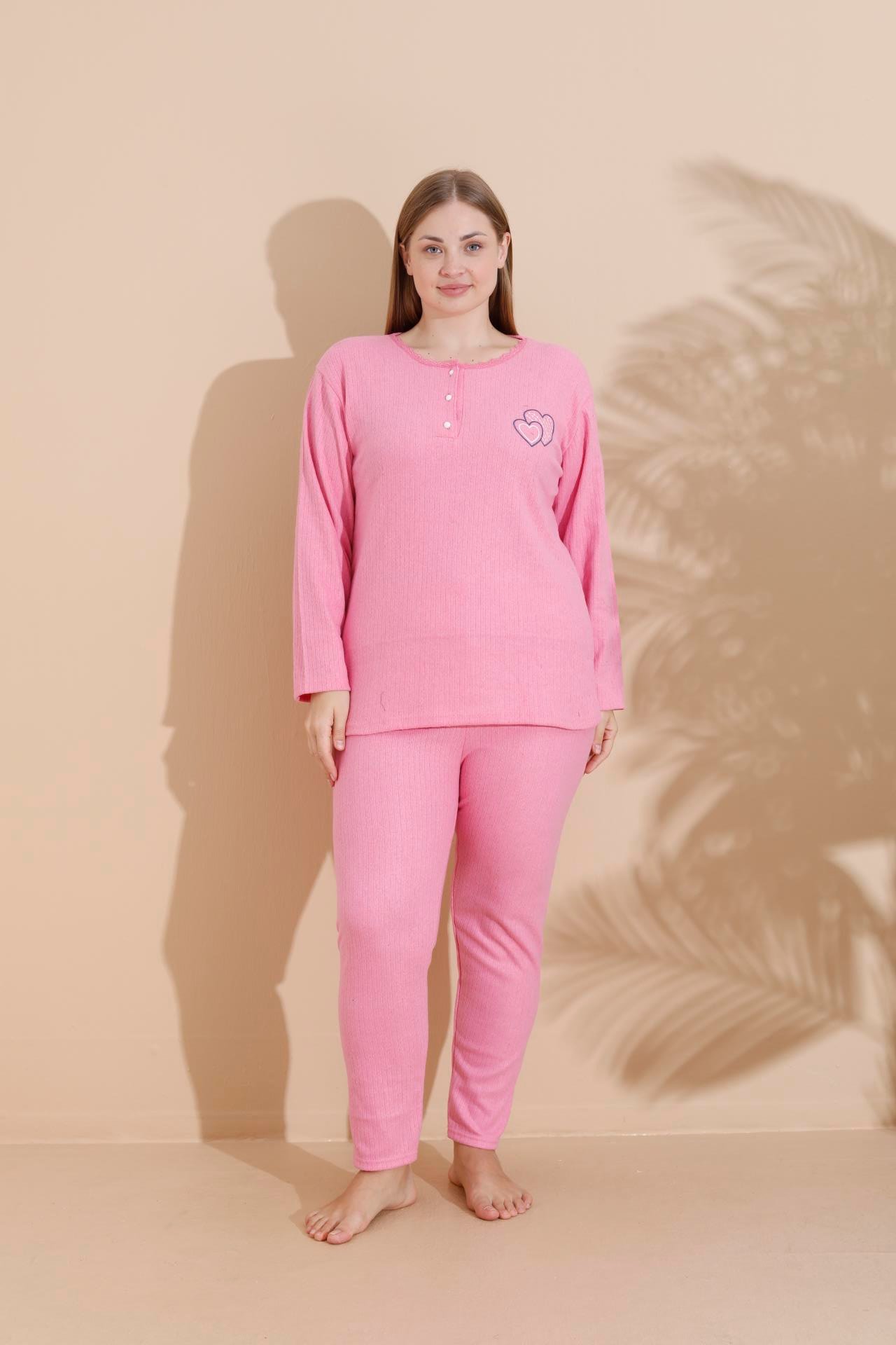 KIŞLIK GENİŞ KALIP ANNE UZUN KOLLU PIJAMA TAKIMI