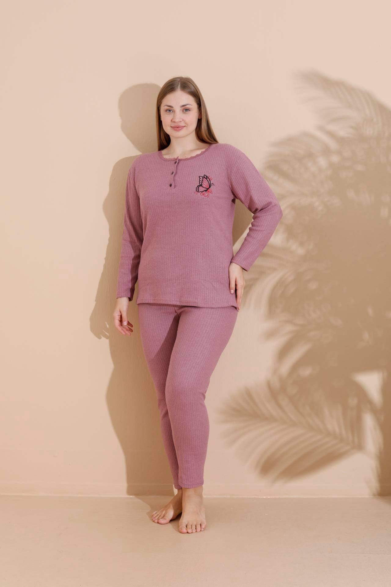 KIŞLIK GENİŞ KALIP ANNE UZUN KOLLU PIJAMA TAKIMI
