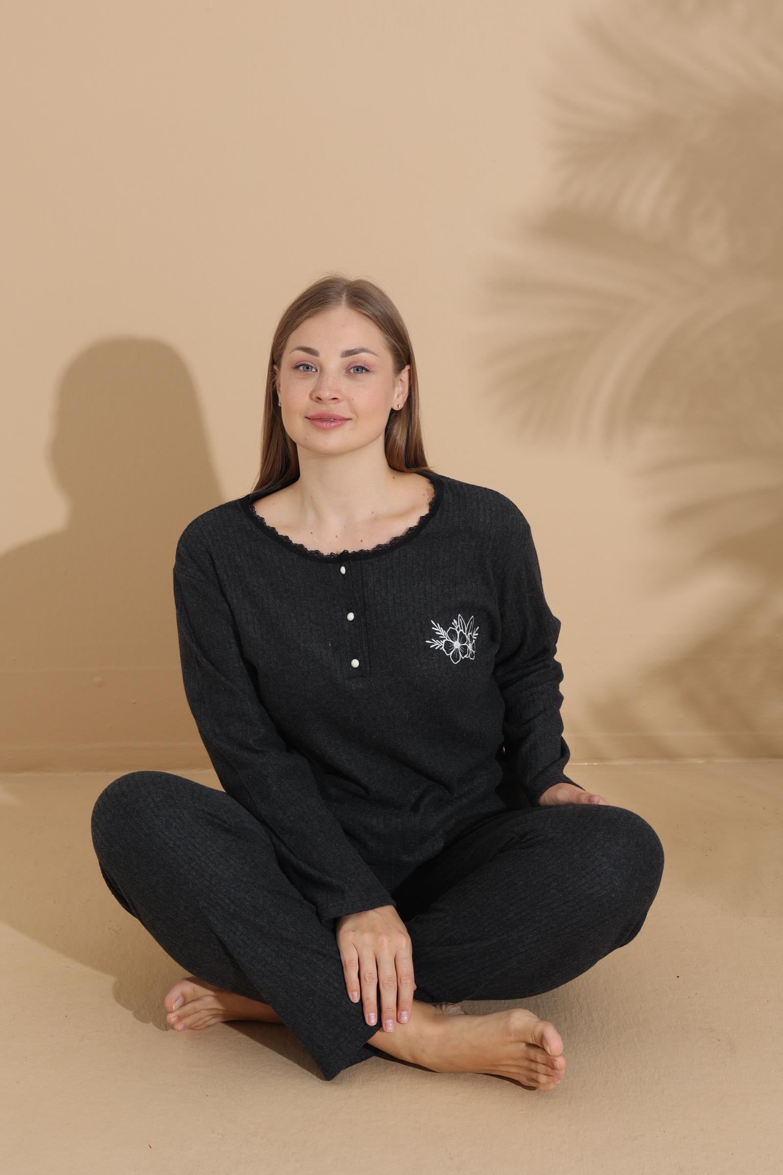 KIŞLIK GENİŞ KALIP ANNE UZUN KOLLU PIJAMA TAKIMI