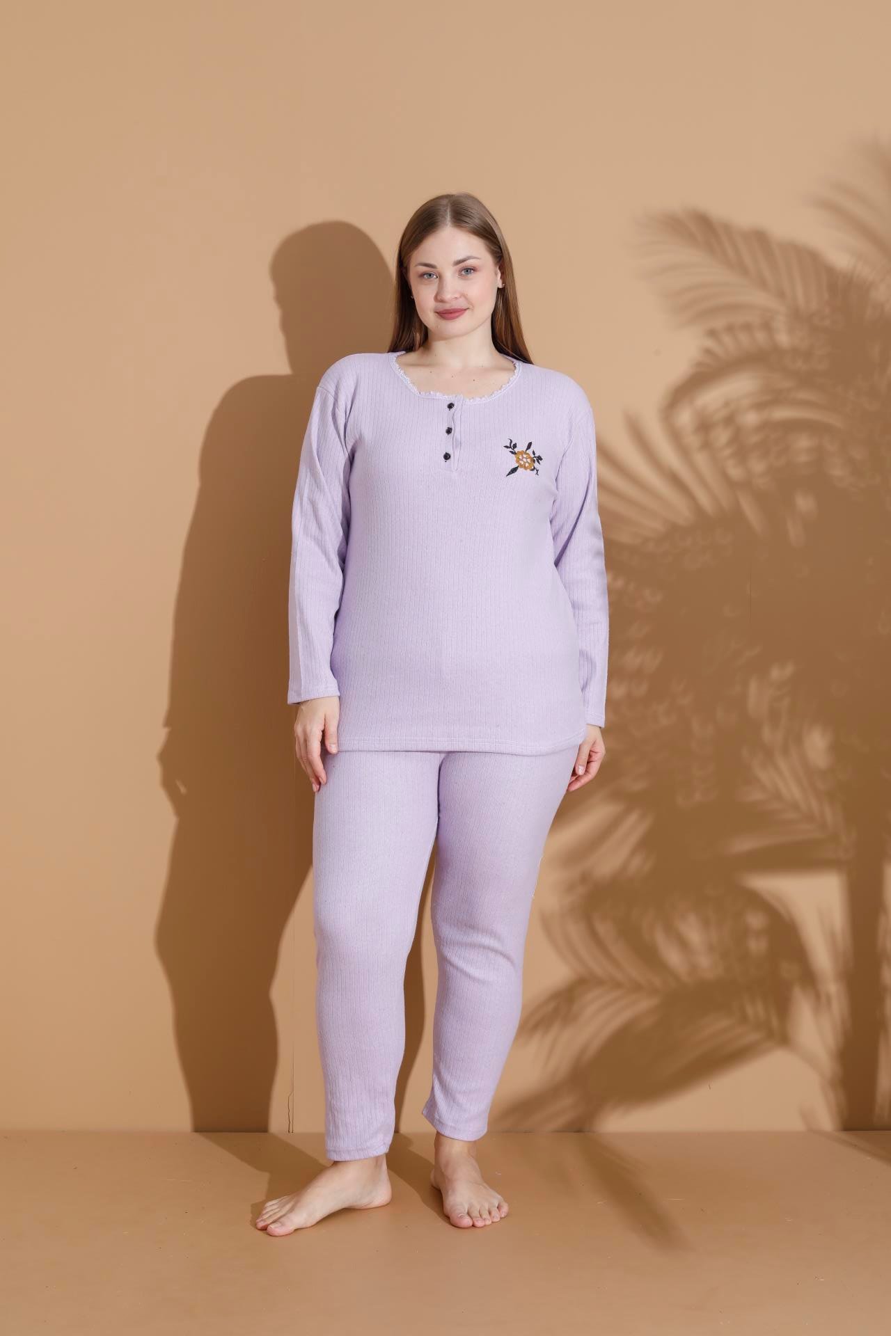 KIŞLIK GENİŞ KALIP ANNE UZUN KOLLU PIJAMA TAKIMI