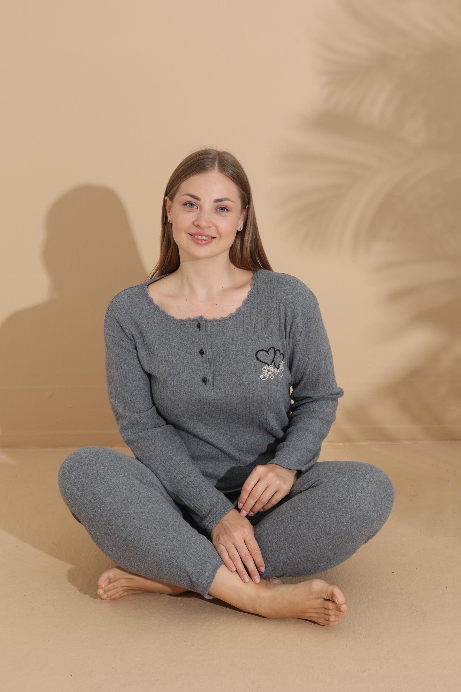 KIŞLIK GENİŞ KALIP ANNE UZUN KOLLU PIJAMA TAKIMI