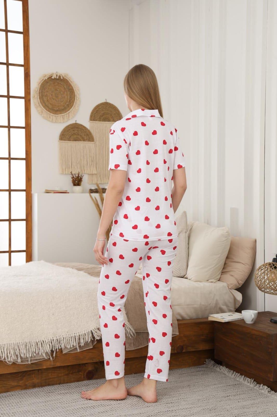 SÜPREM DÜĞMELİ KISA KOL PIJAMA TAKIMI
