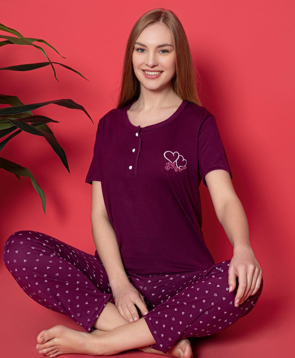 VİSKON KISA KOL PİJAMA TAKIMI