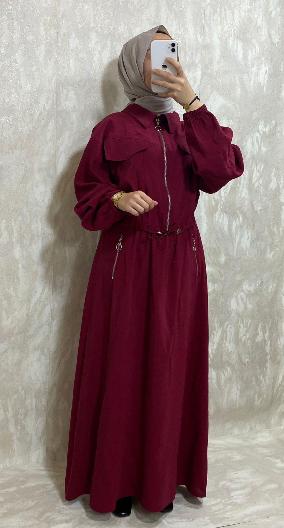 Fermuarlı Etek Takım-Bordo
