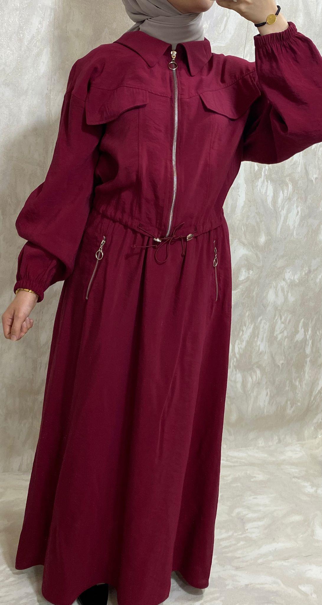 Fermuarlı Etek Takım-Bordo