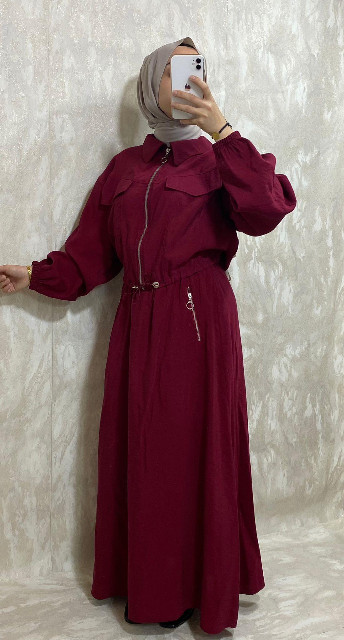 Fermuarlı Etek Takım-Bordo