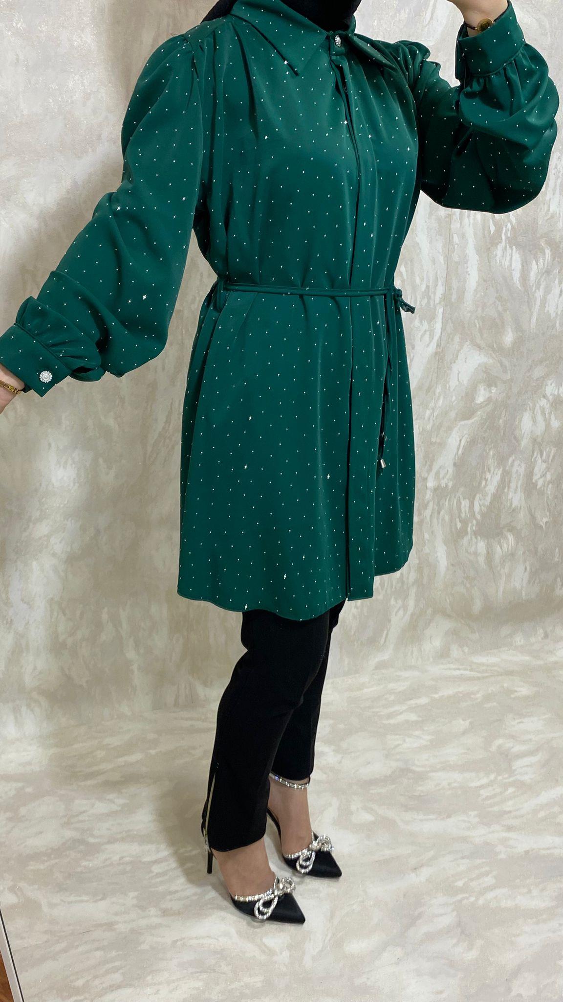 Taş Detaylı Tunik-YEŞİL