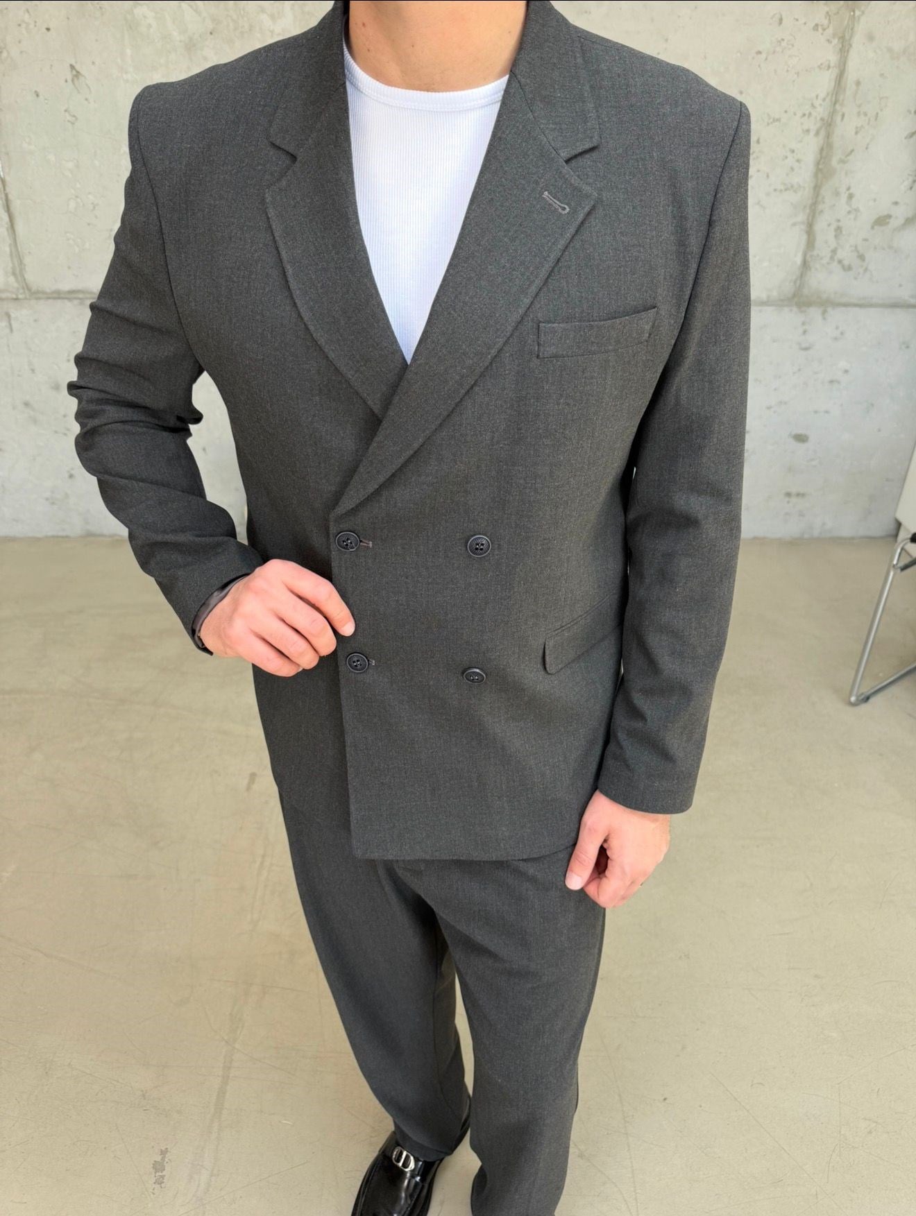 Antrasit Oversize Kruvaze Takım
