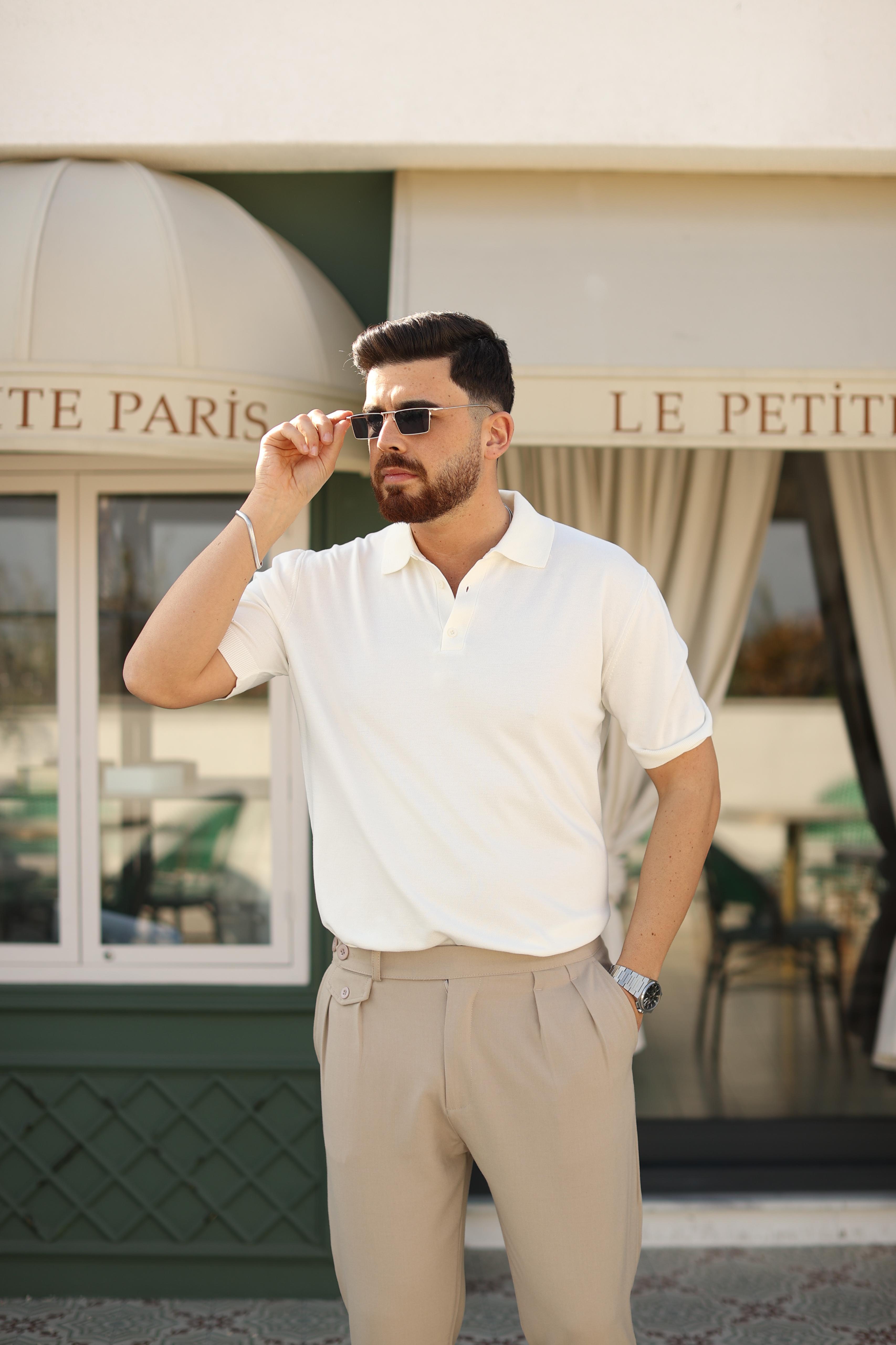 Basic Polo Yaka T-Shirt Beyaz