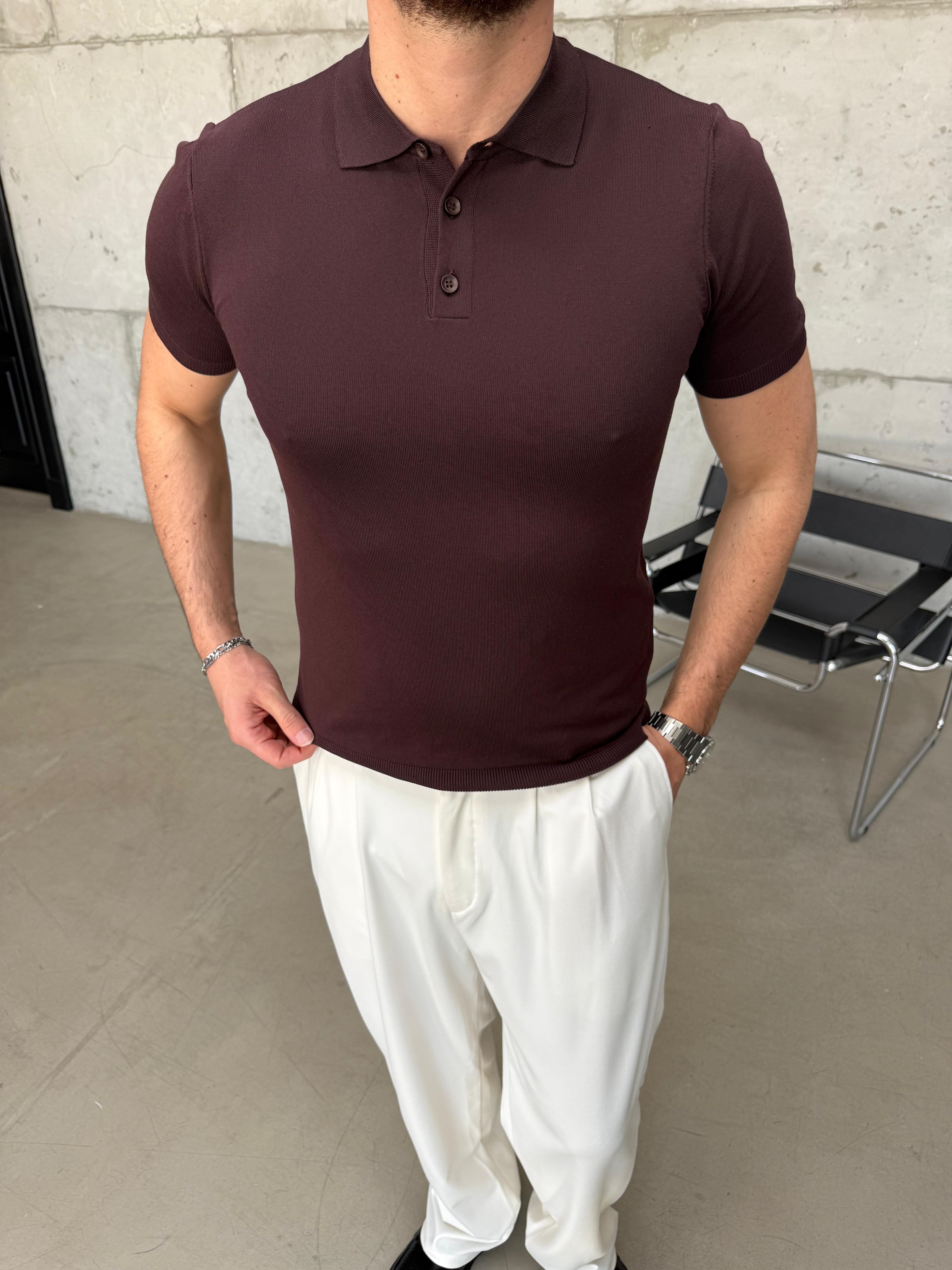 Basic Polo Yaka T-Shirt Kahve