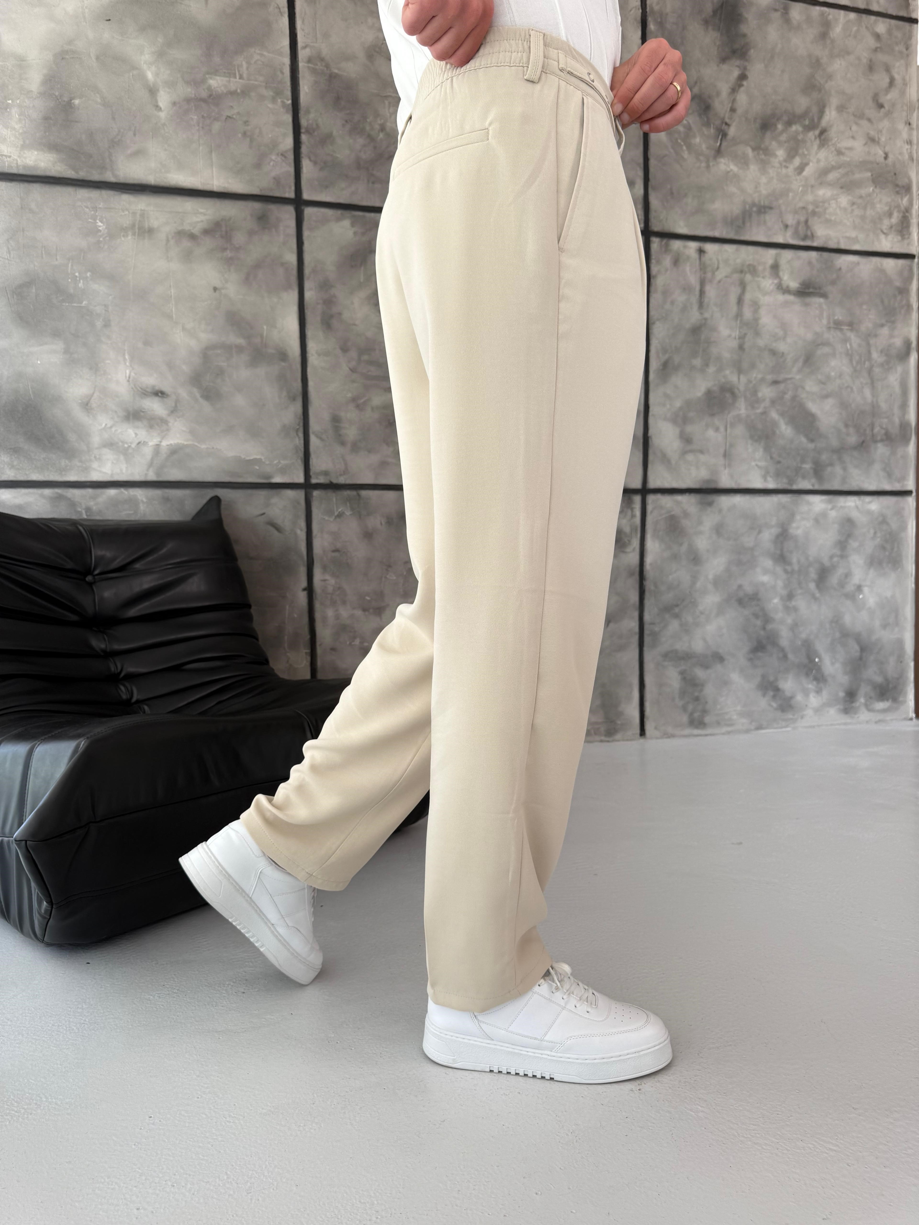 Bej Premium Kemer Detaylı Pantolon