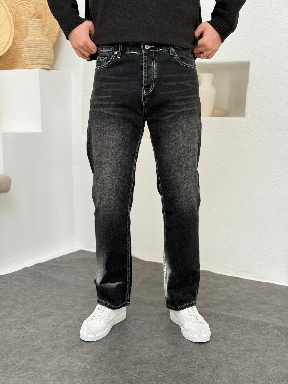 Beyaz Dikişli Baggy Jean