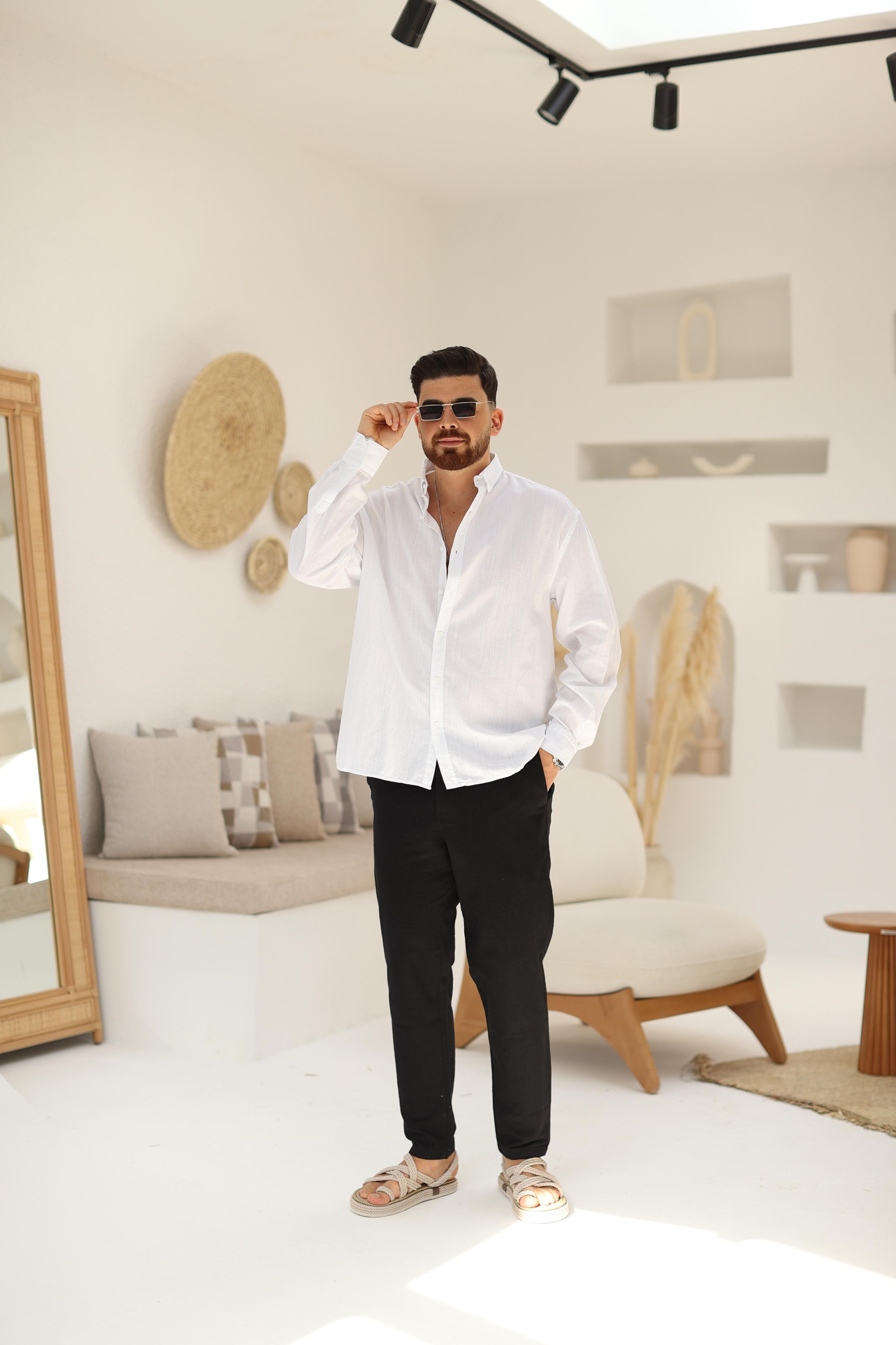 Beyaz Fresh Keten Gömlek