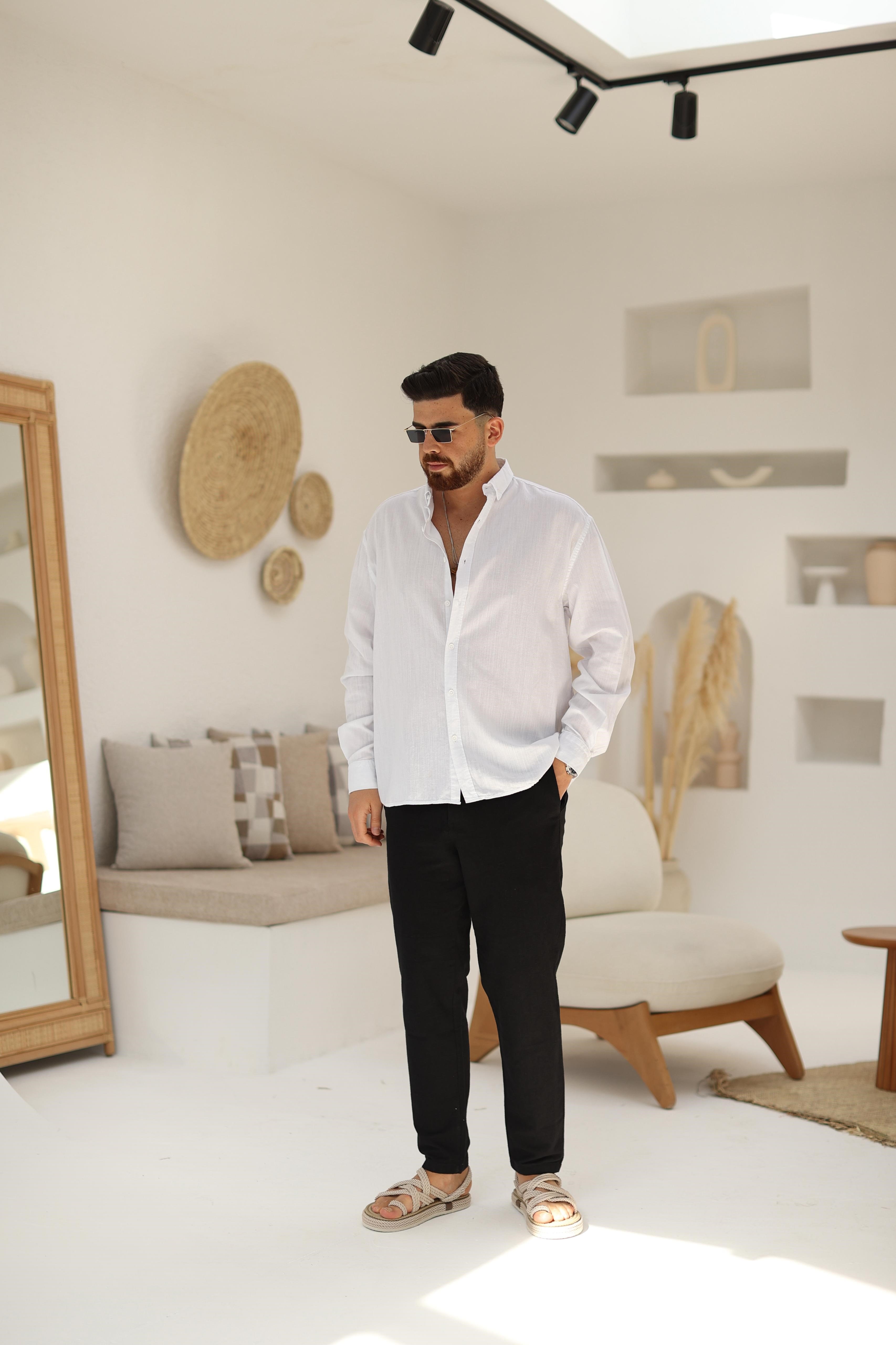 Beyaz Fresh Keten Gömlek