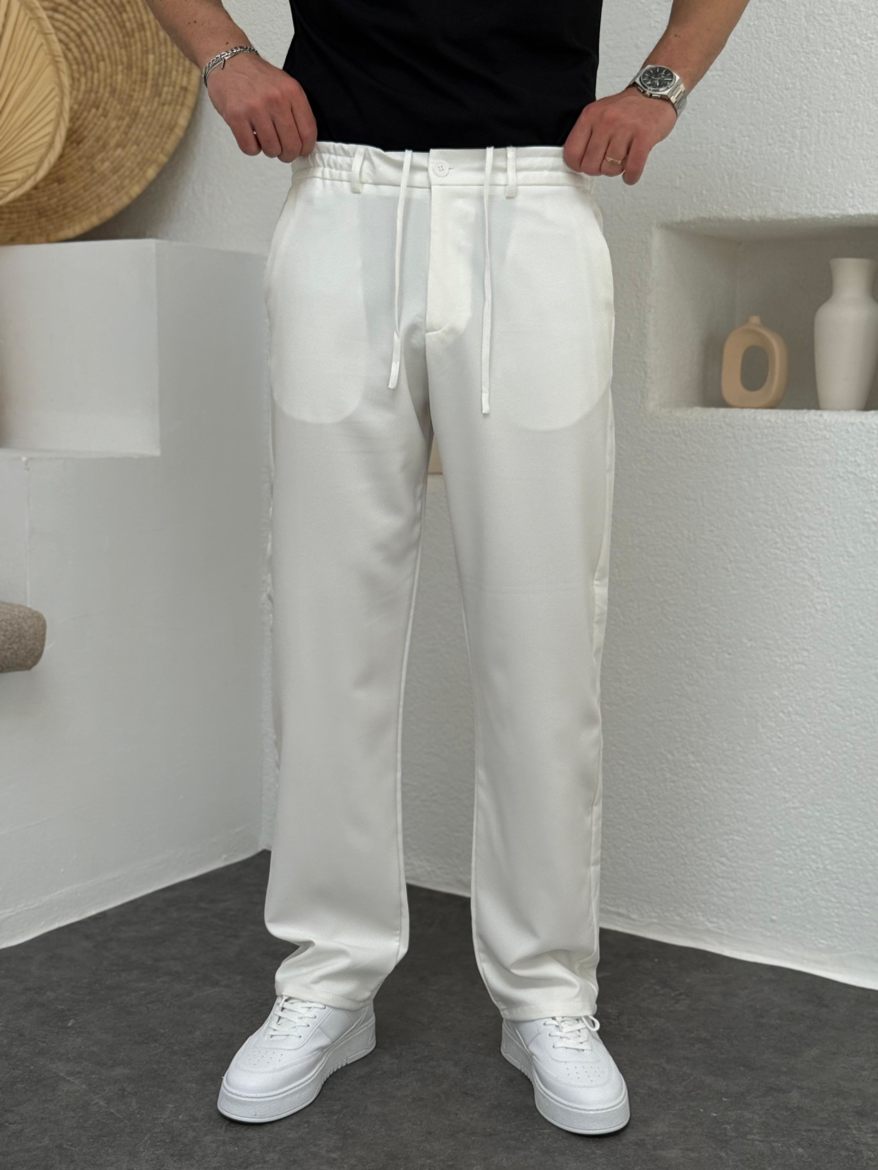 Beyaz İp Detaylı Jogger Pantolon