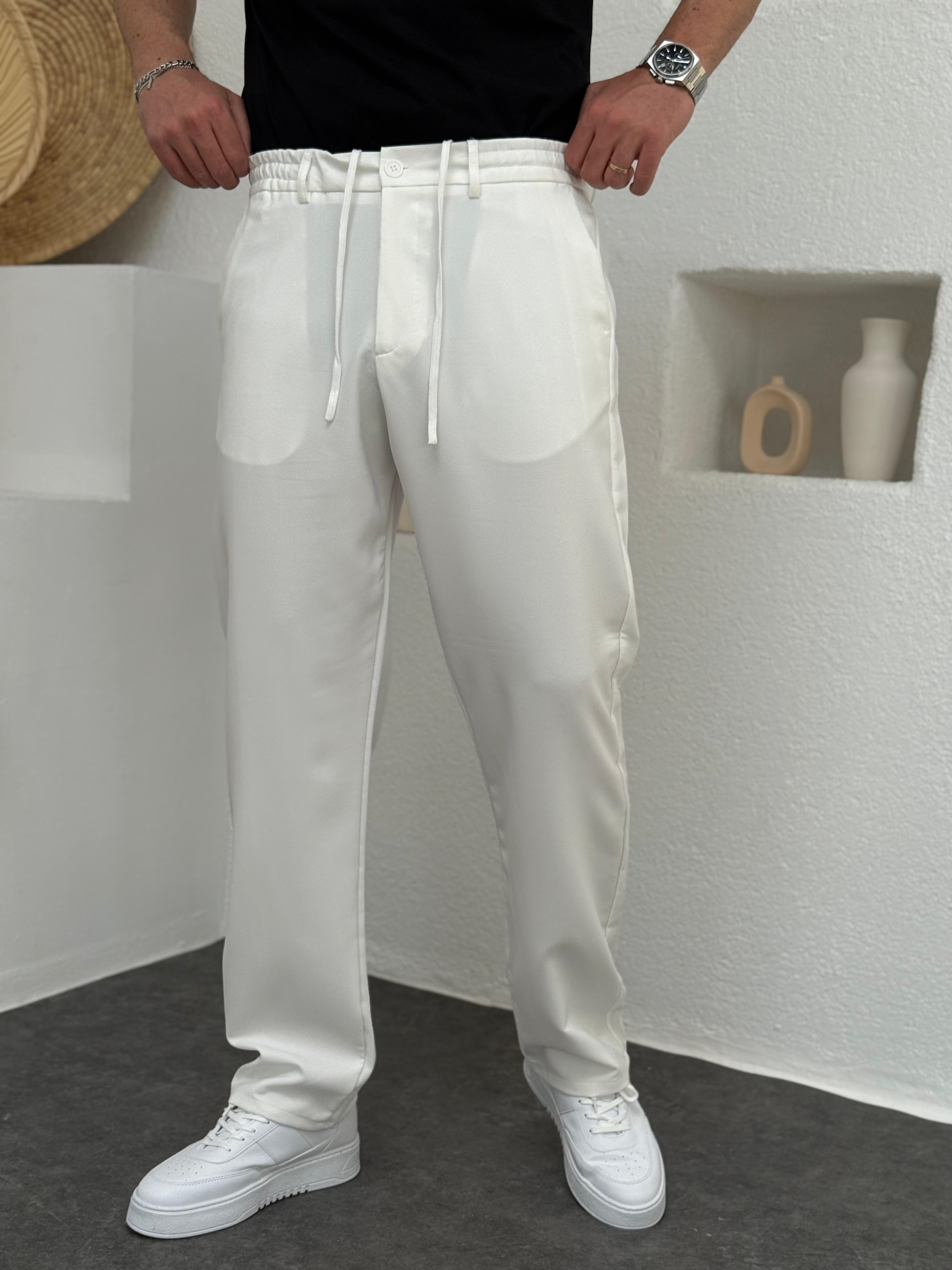 Beyaz İp Detaylı Jogger Pantolon