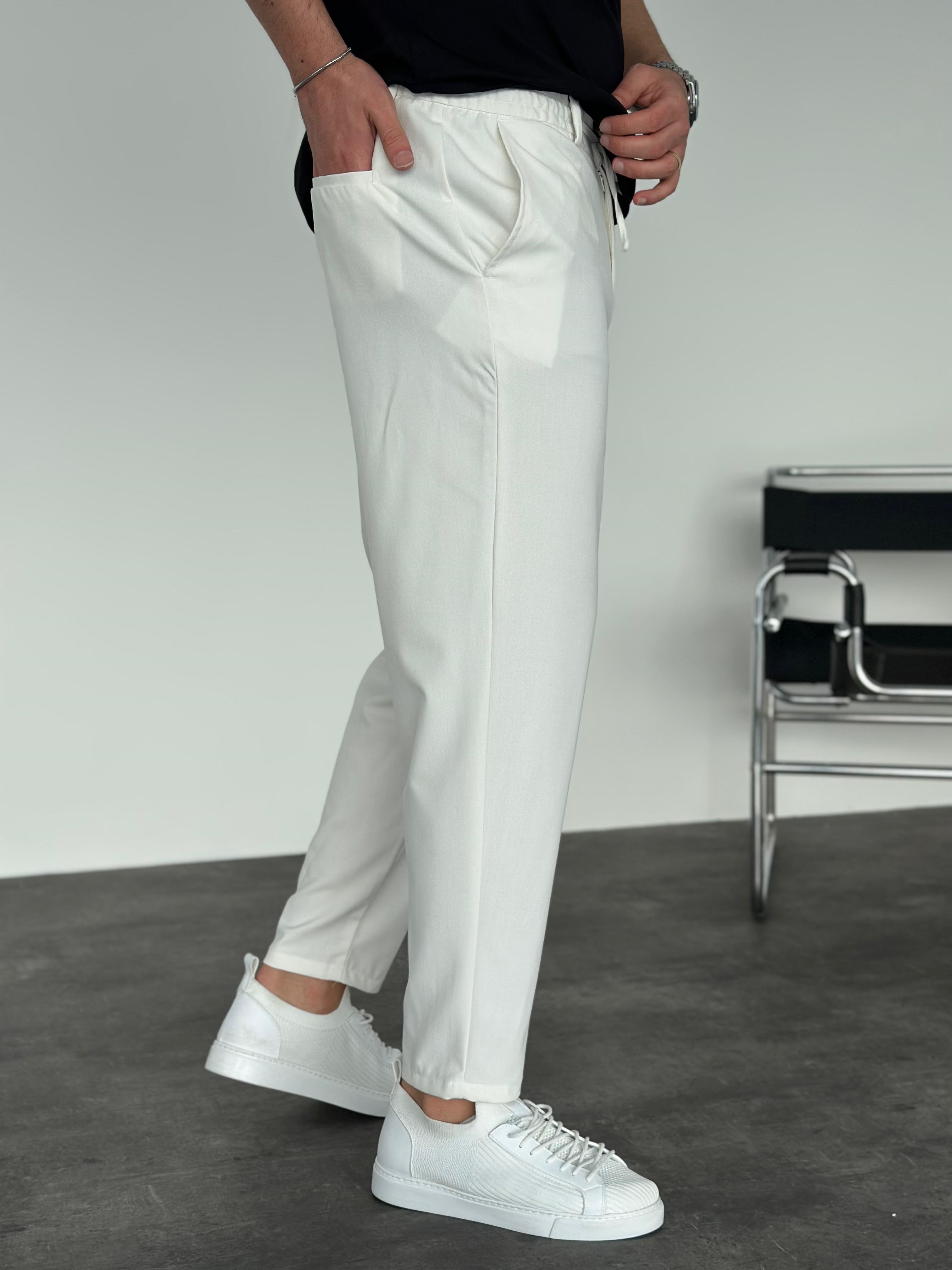 Boyfriend Jogger Pantolon Beyaz