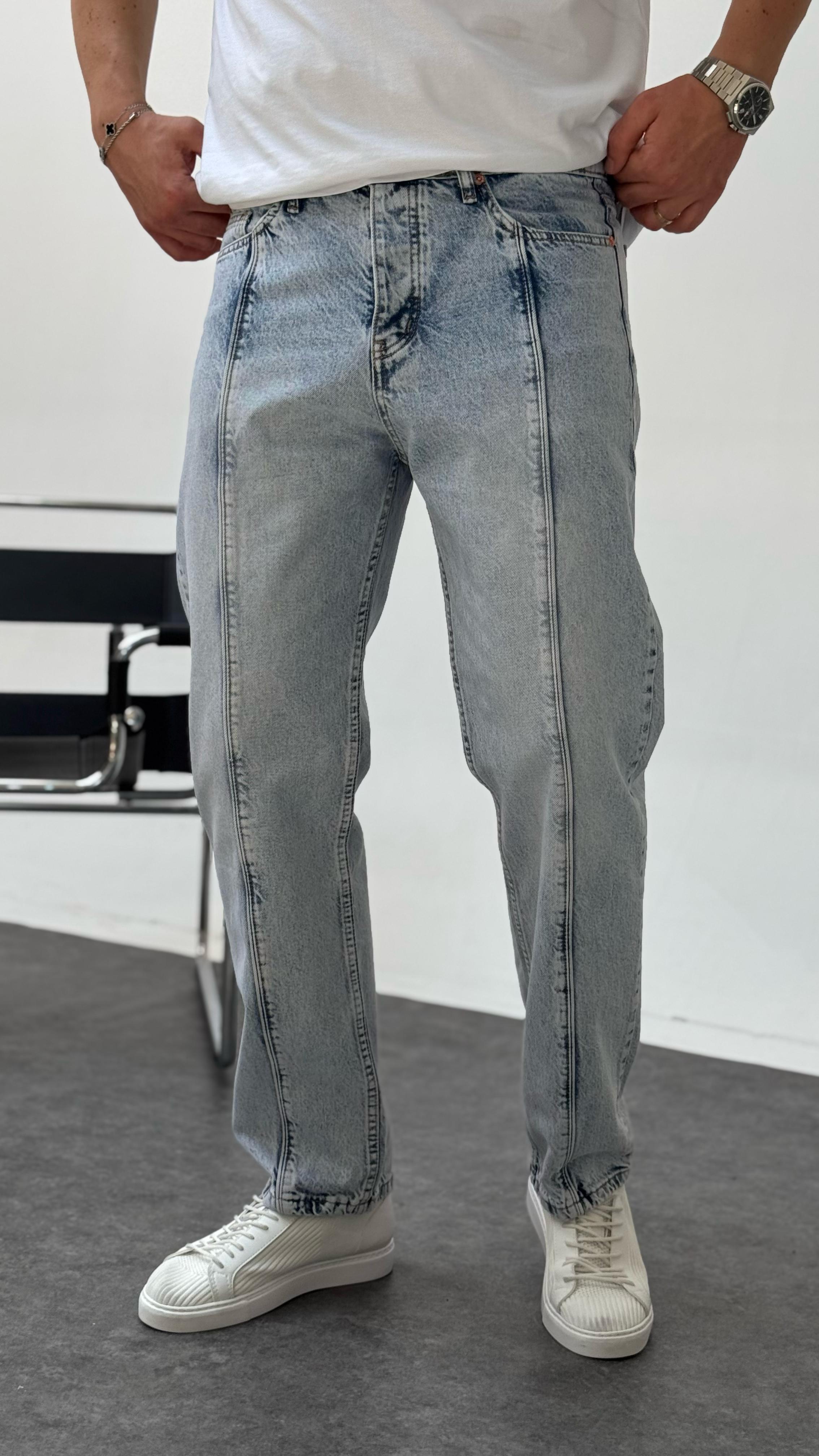 Buz Mavi Tasarım Baggy Jean Buz Mavi