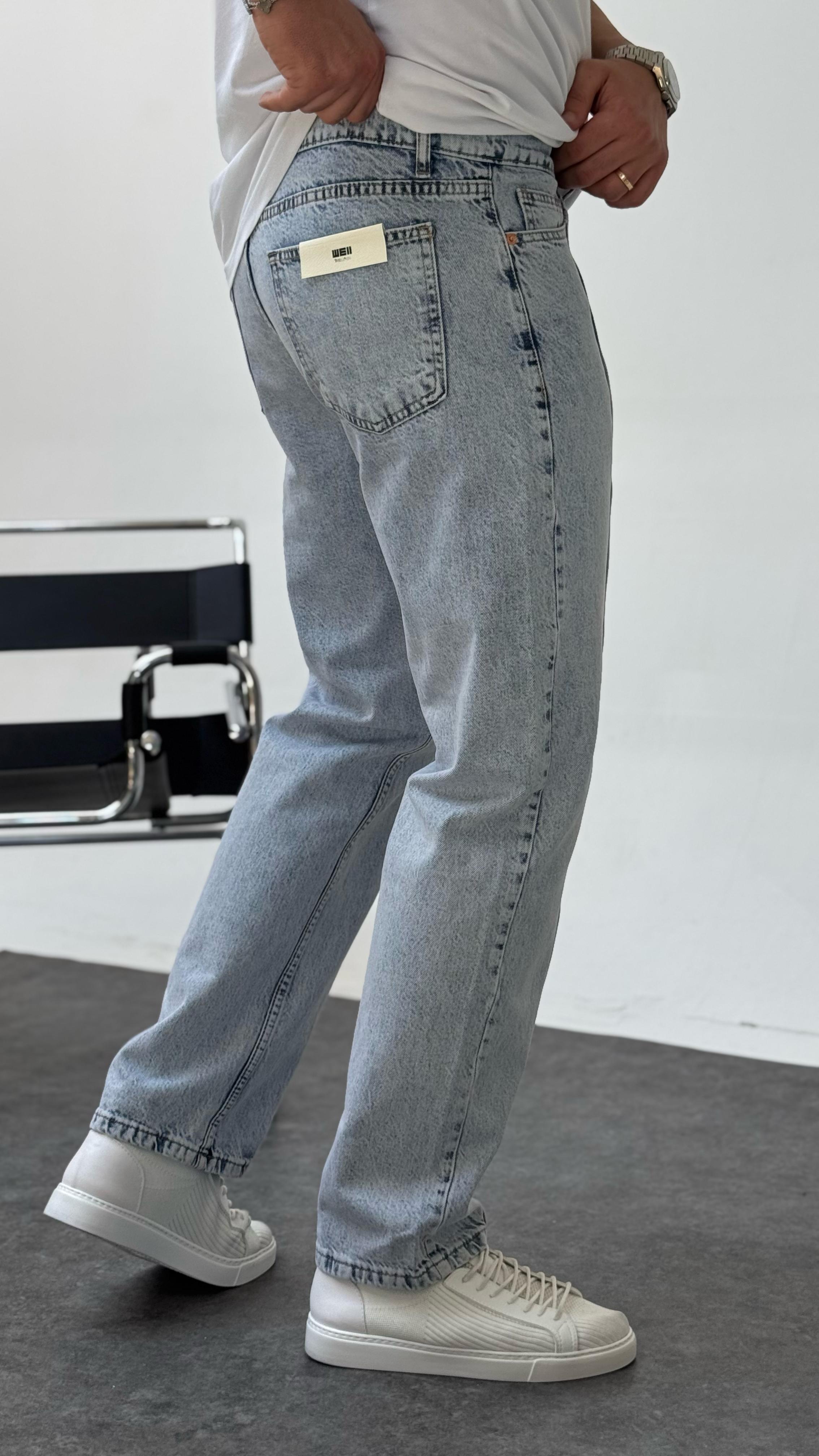 Buz Mavi Tasarım Baggy Jean Buz Mavi