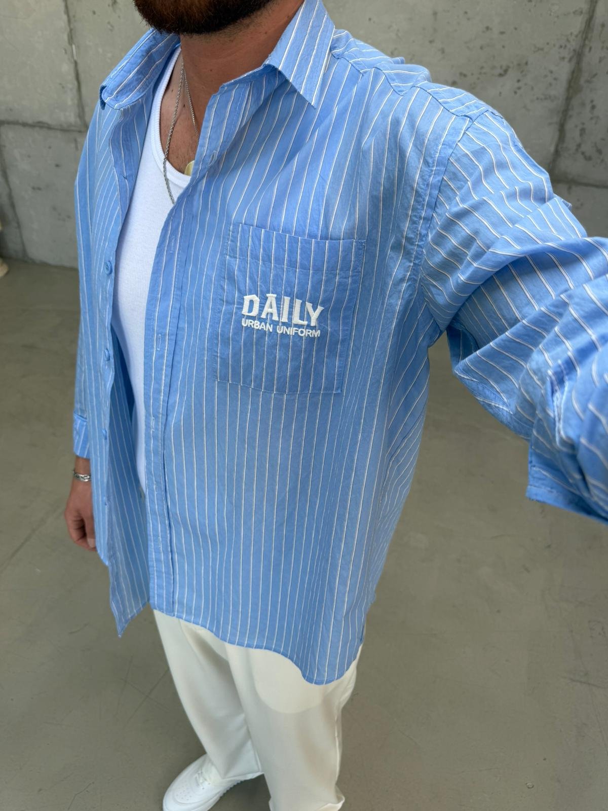 Daily Bebe Mavi Nakışlı Gömlek