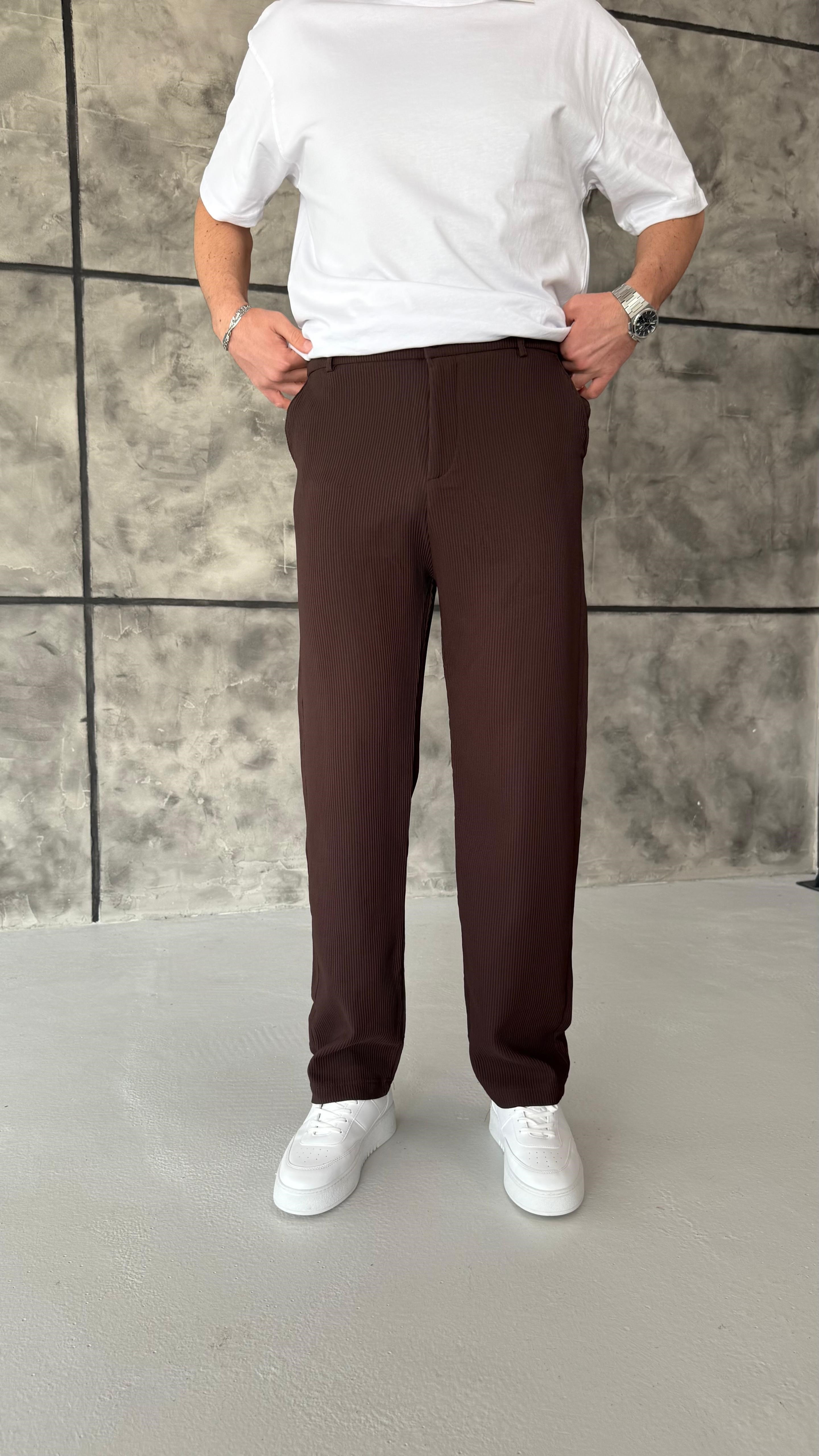 Fitilli Baggy Pantolon Kahverengi