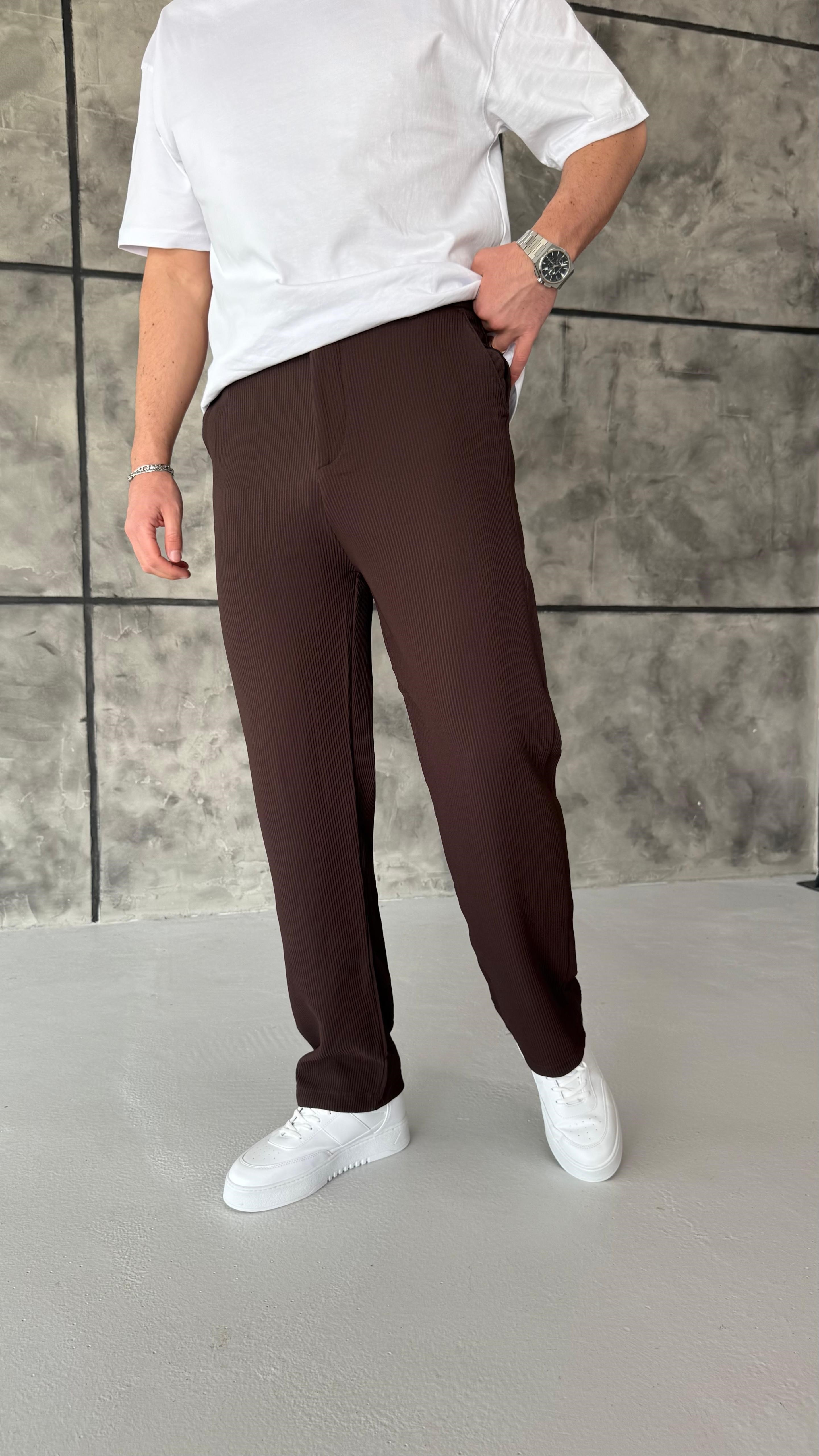 Fitilli Baggy Pantolon Kahverengi