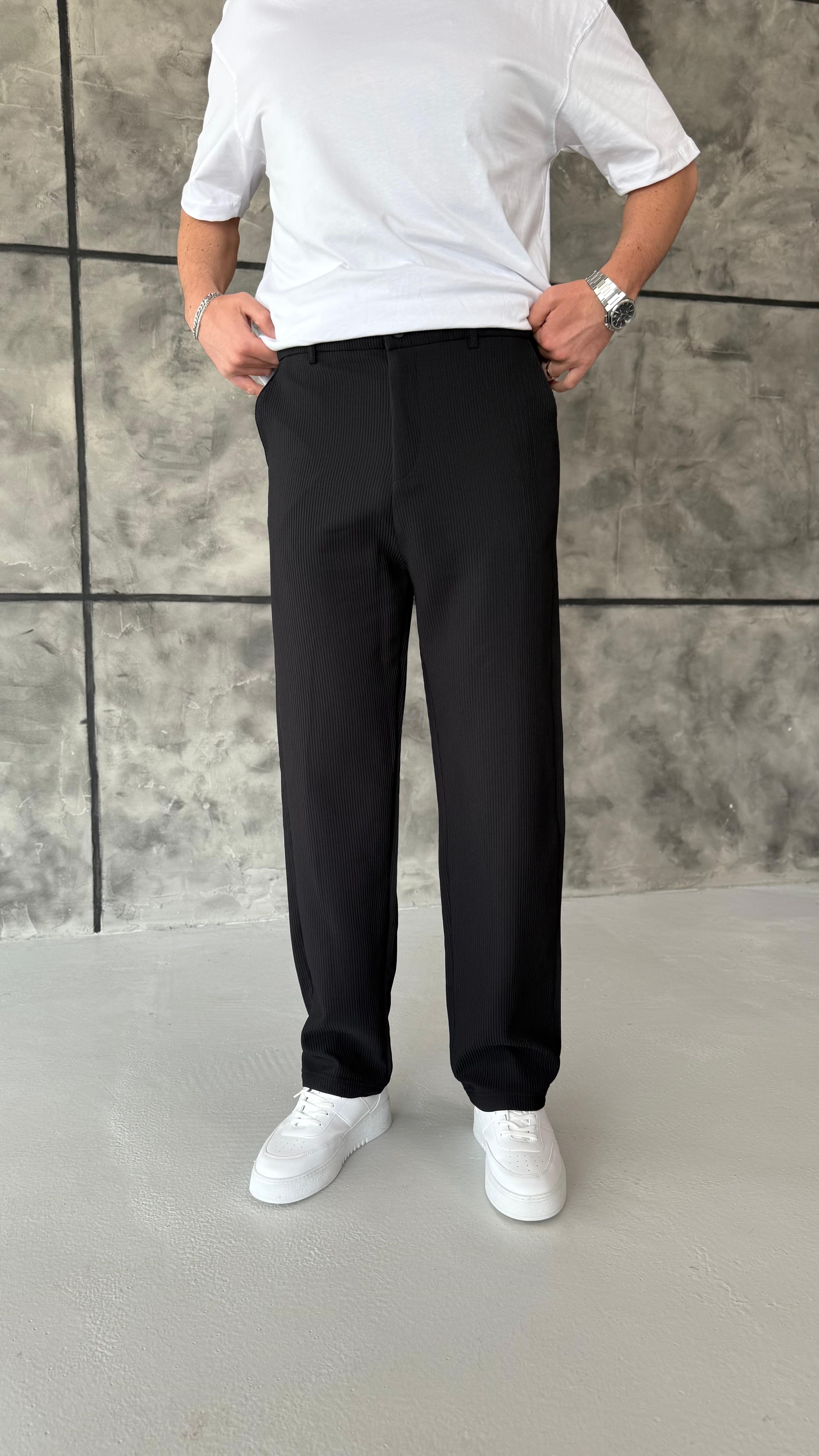 Fitilli Baggy Pantolon Siyah