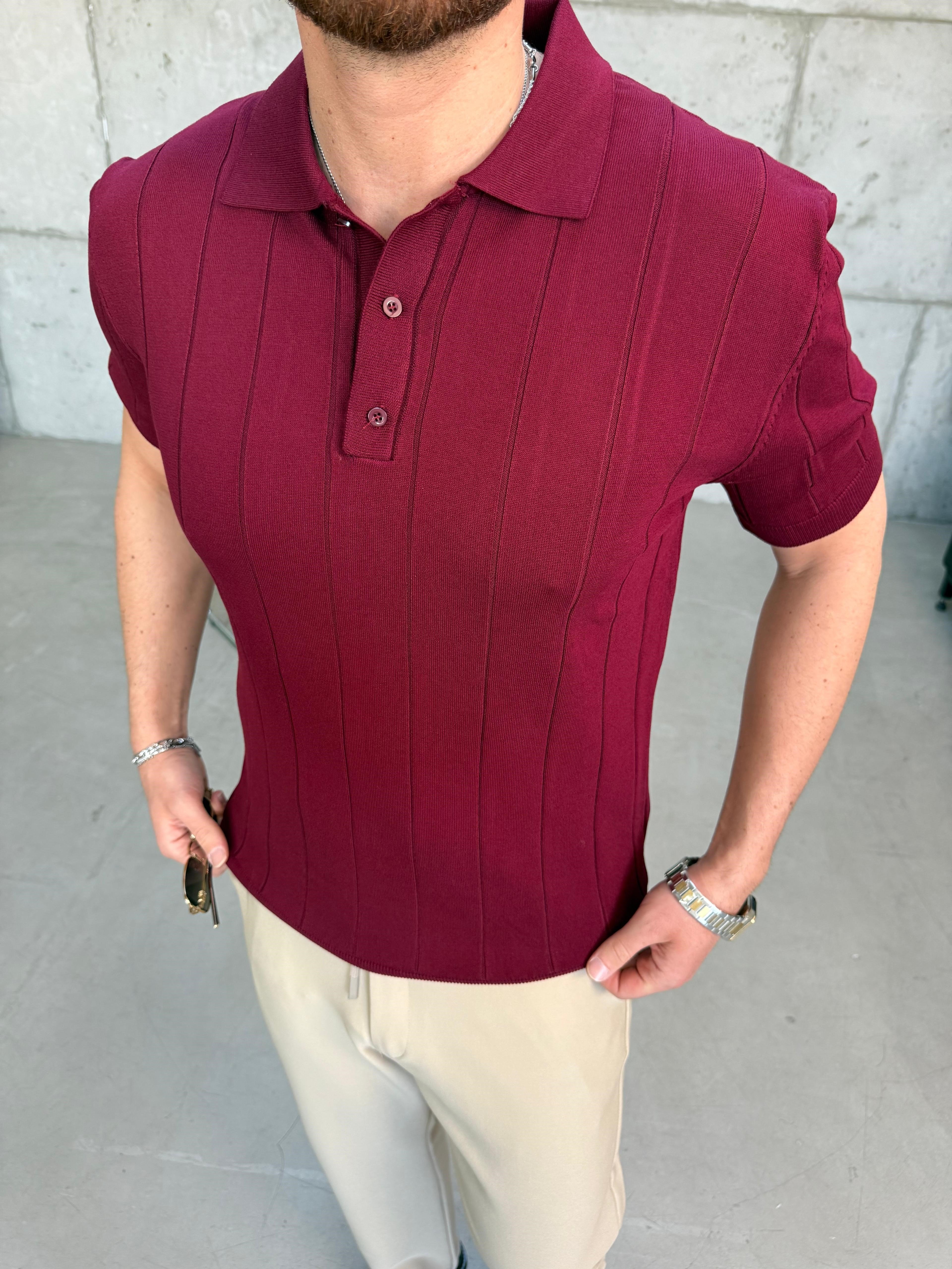 Fitilli Polo Yaka T-Shirt Bordo