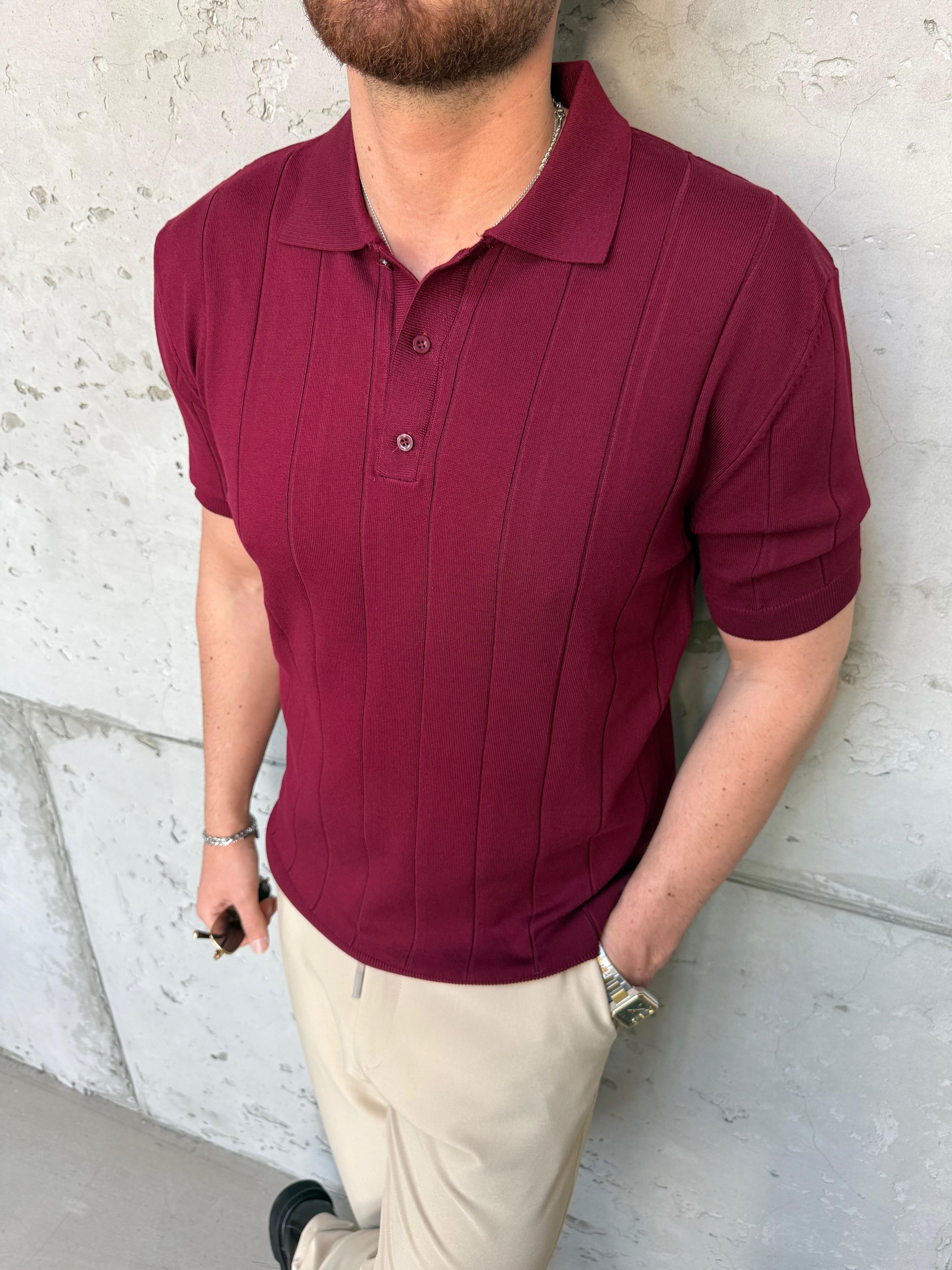 Fitilli Polo Yaka T-Shirt Bordo
