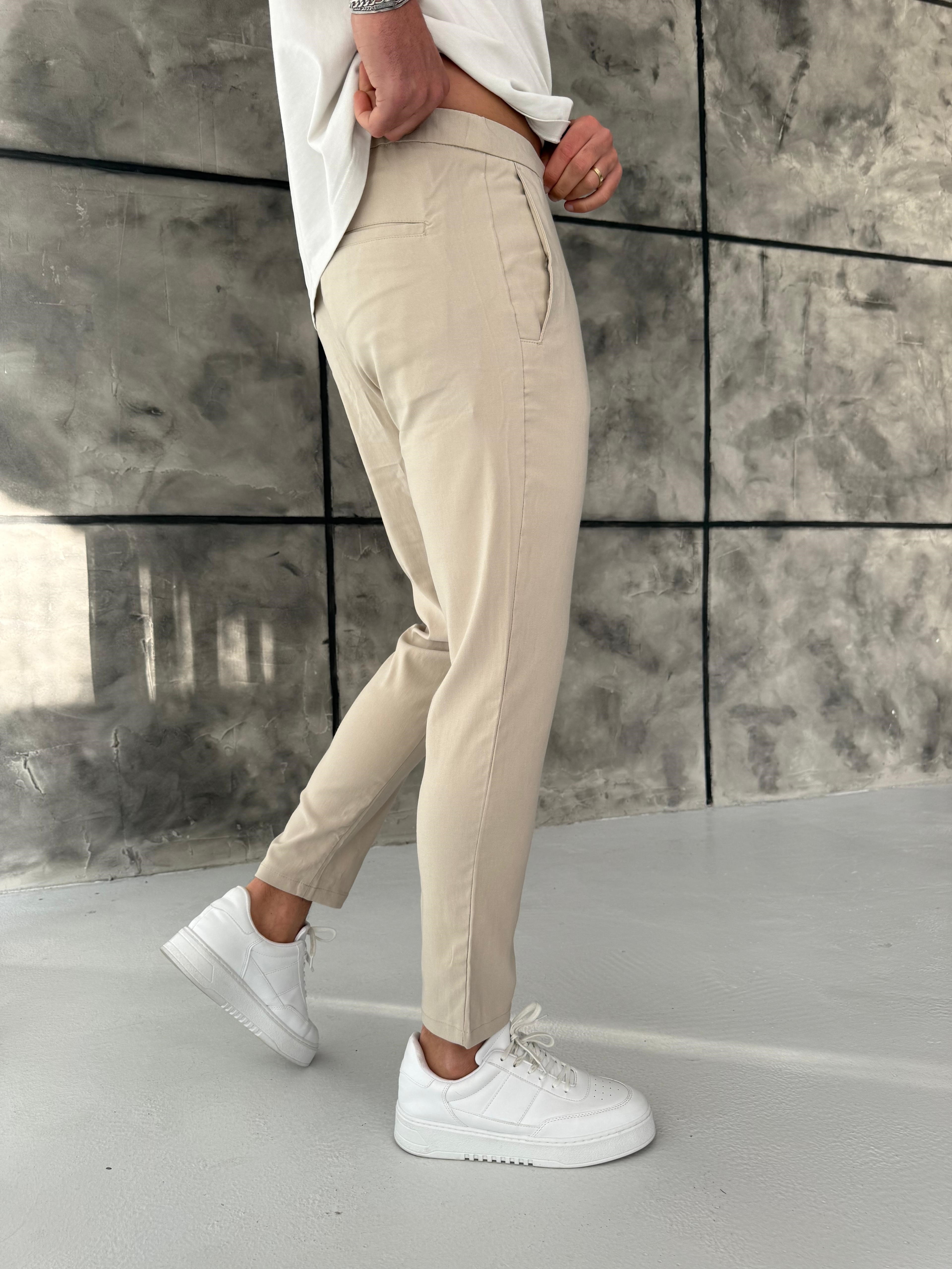 Full Likralı Jogger Kumaş Pantolon Bej