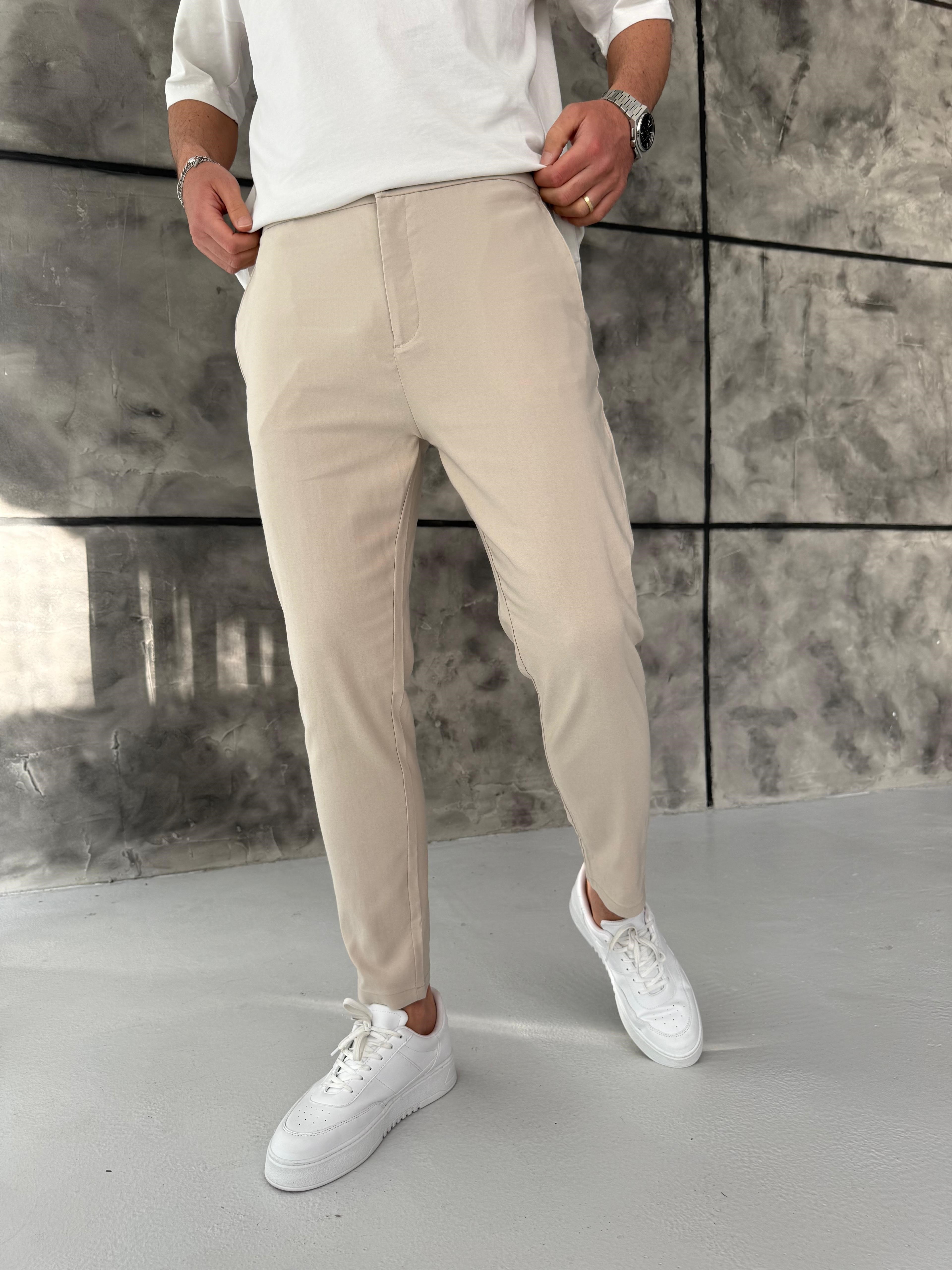 Full Likralı Jogger Kumaş Pantolon Bej
